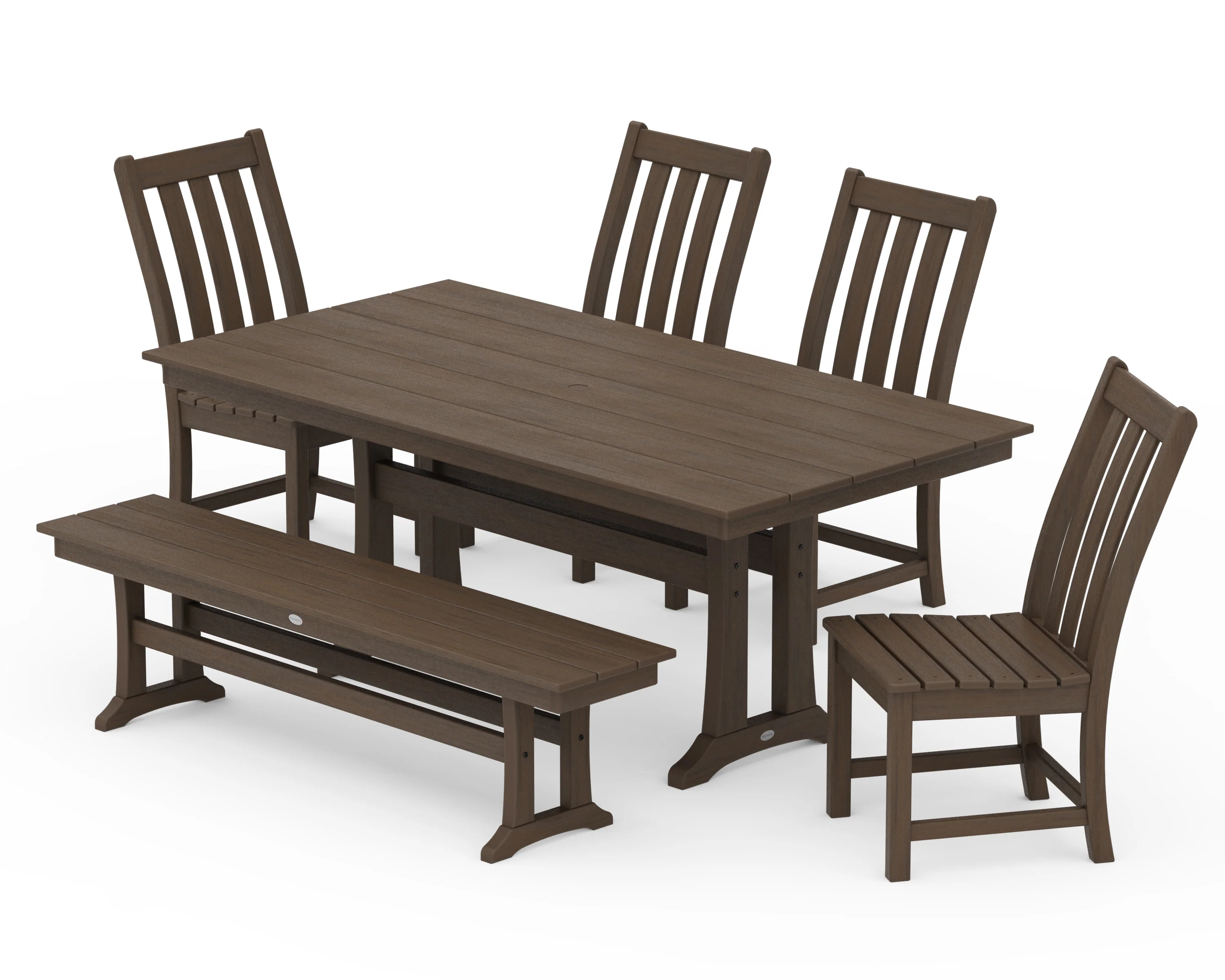 Vineyard Side Chair 6-Piece Farmhouse Dining Set with Trestle Legs and Bench - Image 12