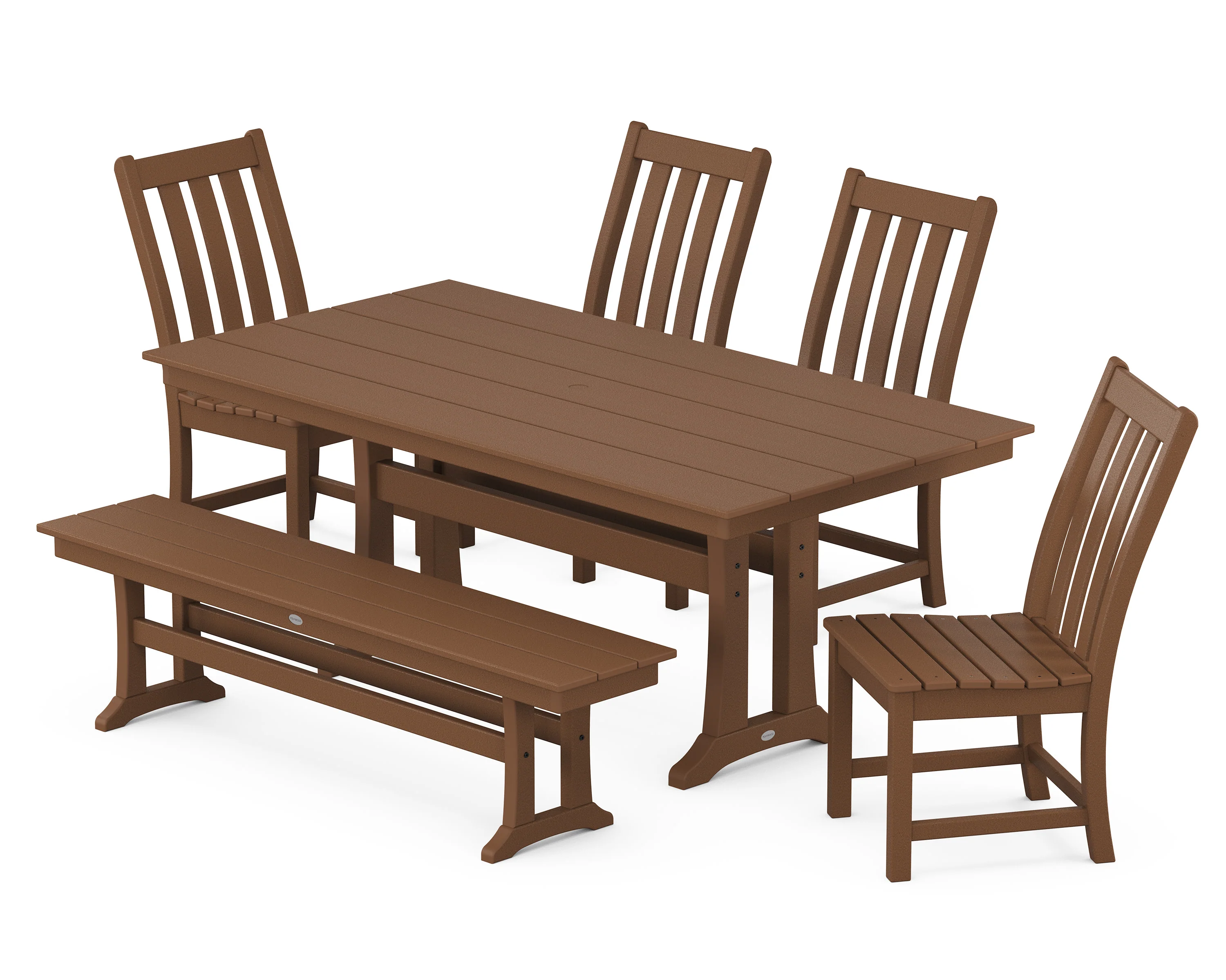 Vineyard Side Chair 6-Piece Farmhouse Dining Set with Trestle Legs and Bench - Image 4