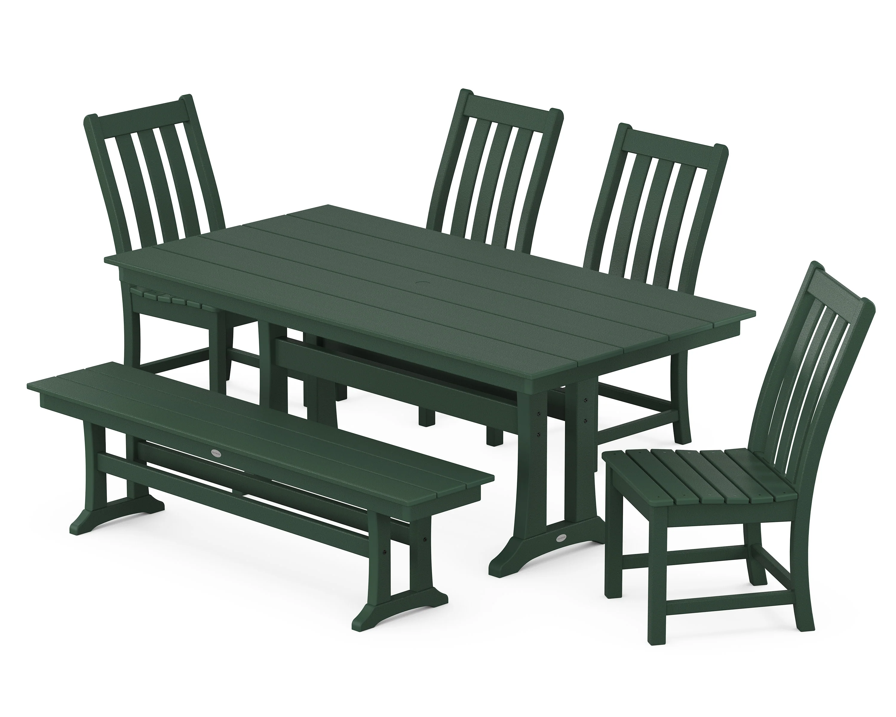 Vineyard Side Chair 6-Piece Farmhouse Dining Set with Trestle Legs and Bench - Image 5
