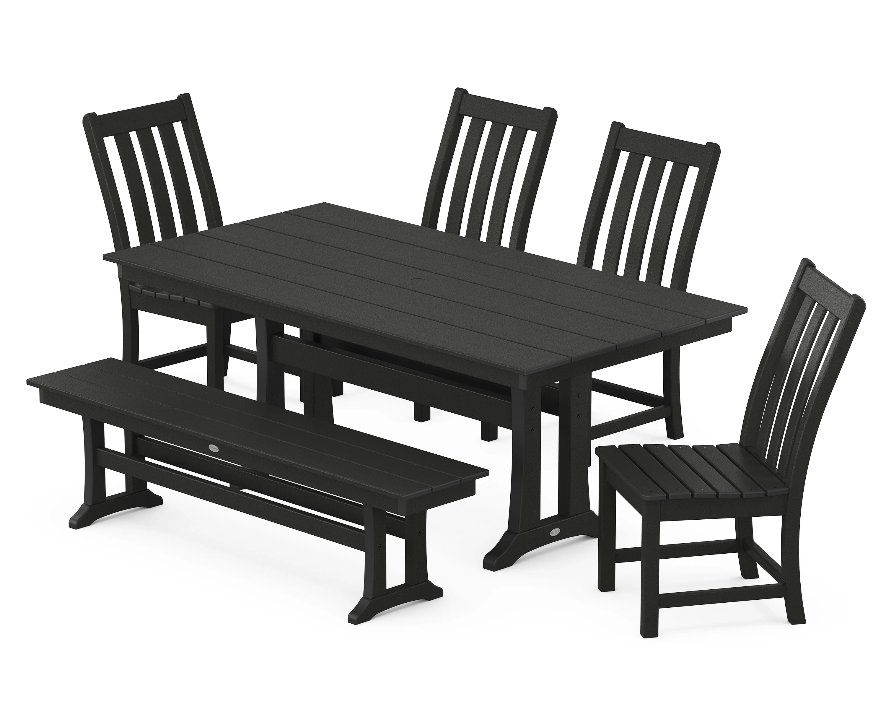 Vineyard Side Chair 6-Piece Farmhouse Dining Set with Trestle Legs and Bench - Image 6