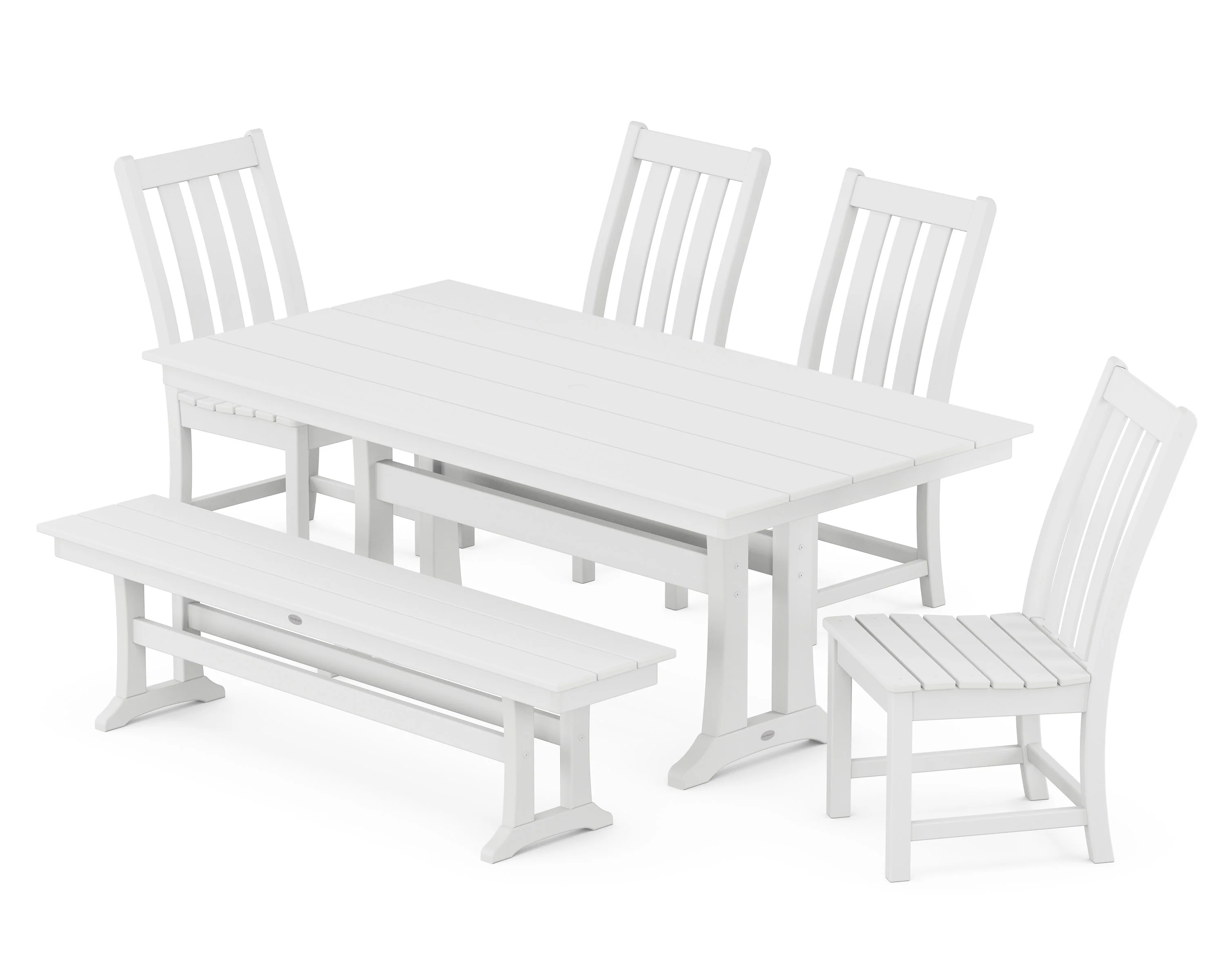 Vineyard Side Chair 6-Piece Farmhouse Dining Set with Trestle Legs and Bench - Image 7