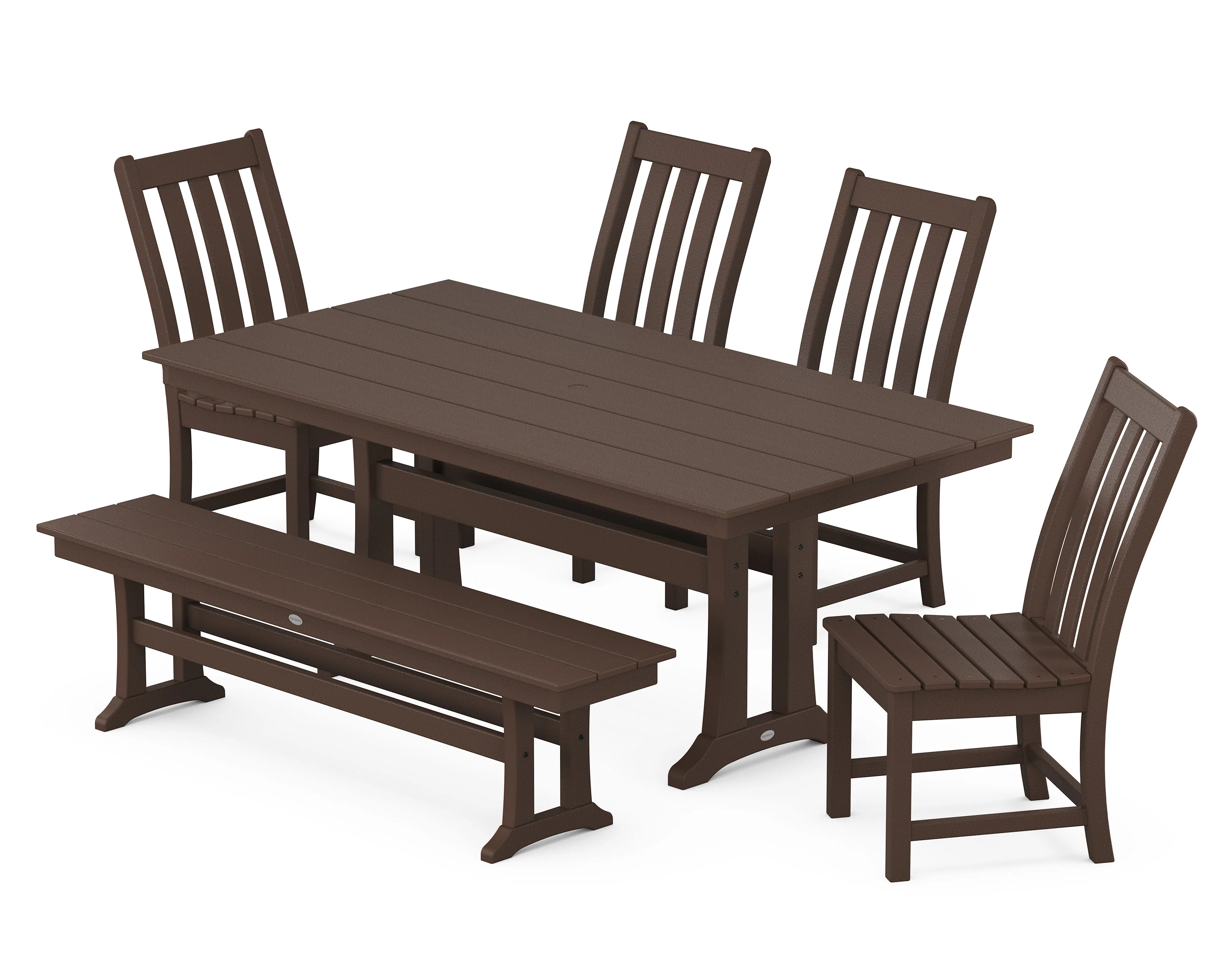 Vineyard Side Chair 6-Piece Farmhouse Dining Set with Trestle Legs and Bench - Image 9