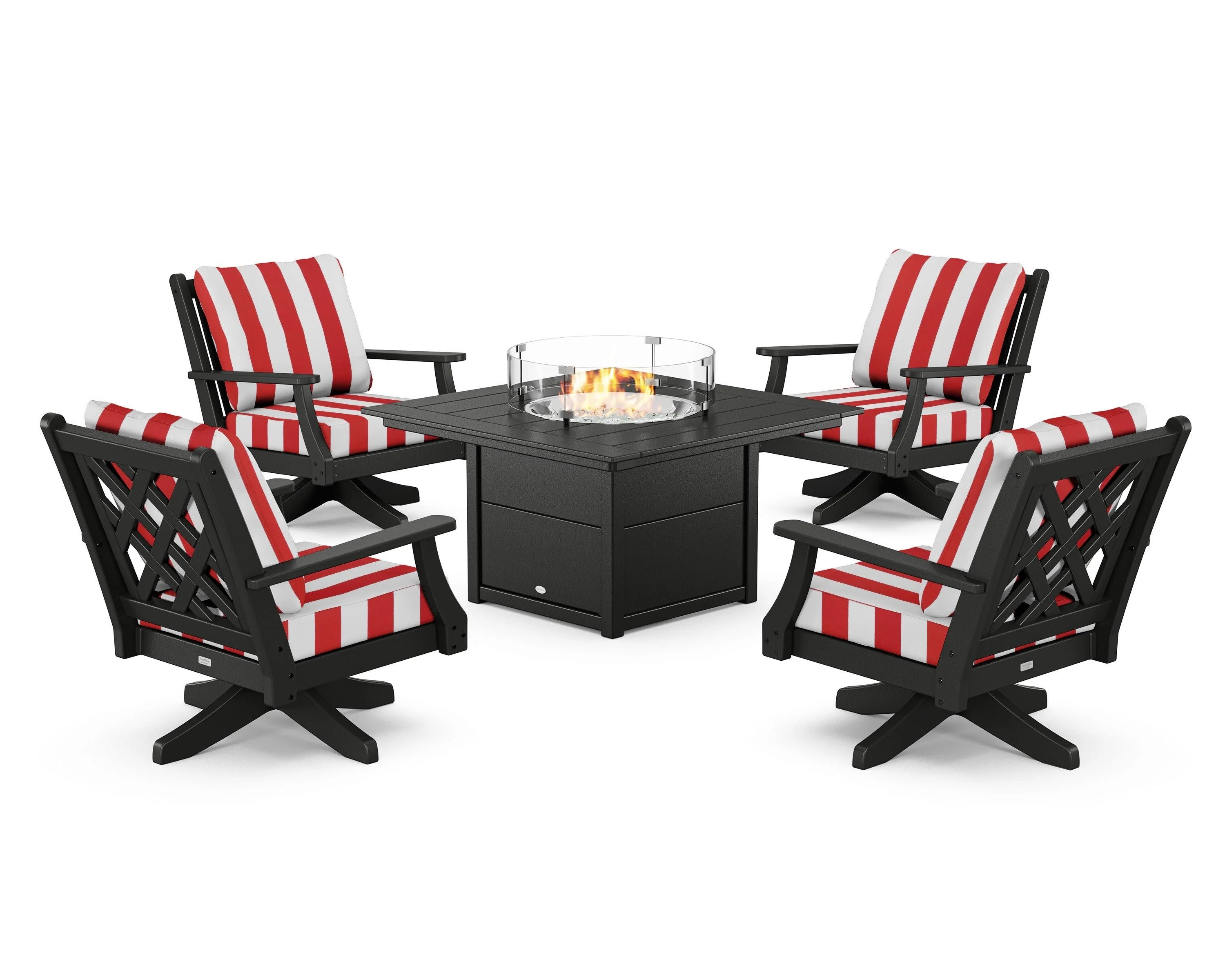 Wovendale 5-Piece Deep Seating Swivel Conversation Set with Fire Pit Table - Image 101