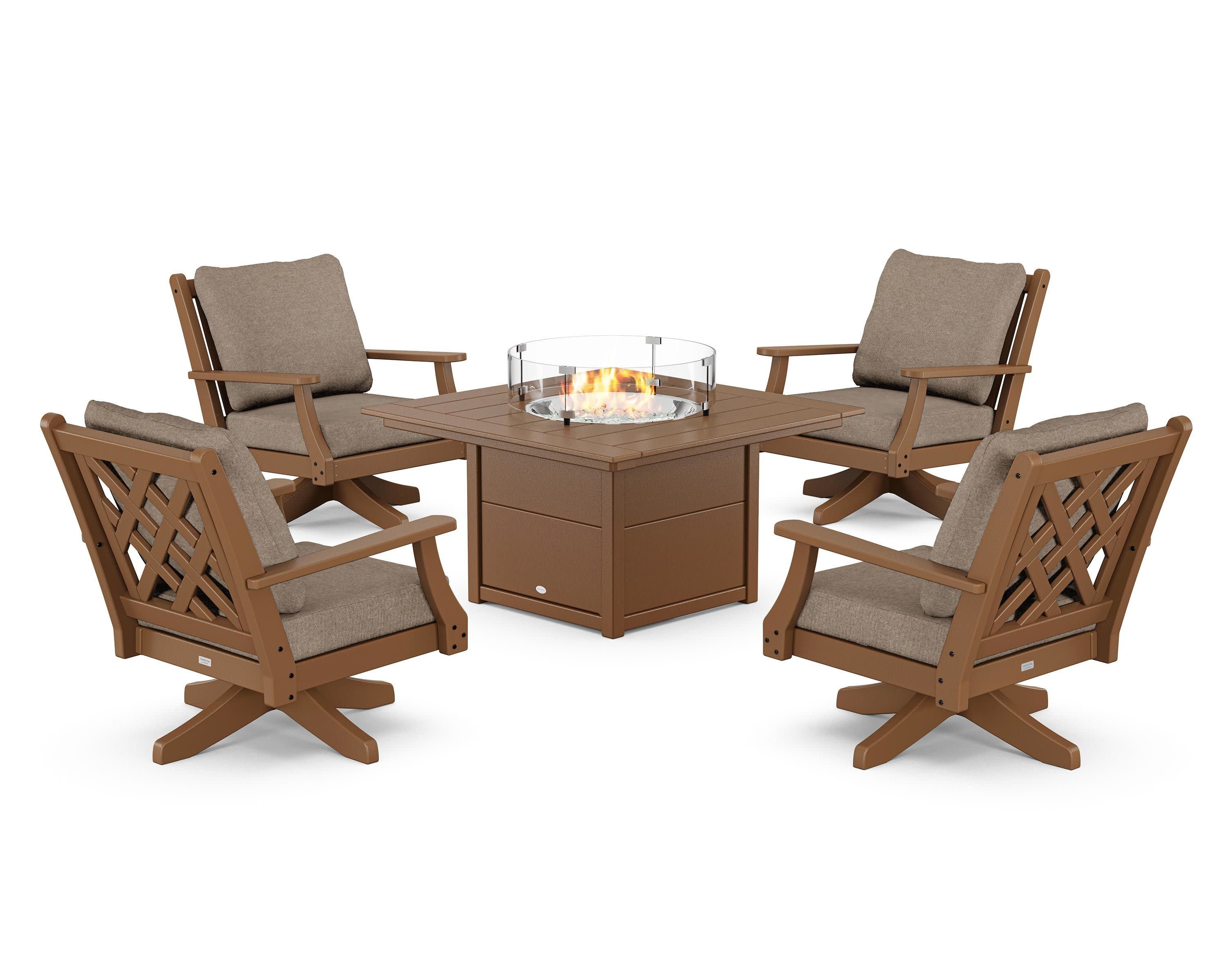 Wovendale 5-Piece Deep Seating Swivel Conversation Set with Fire Pit Table - Image 103