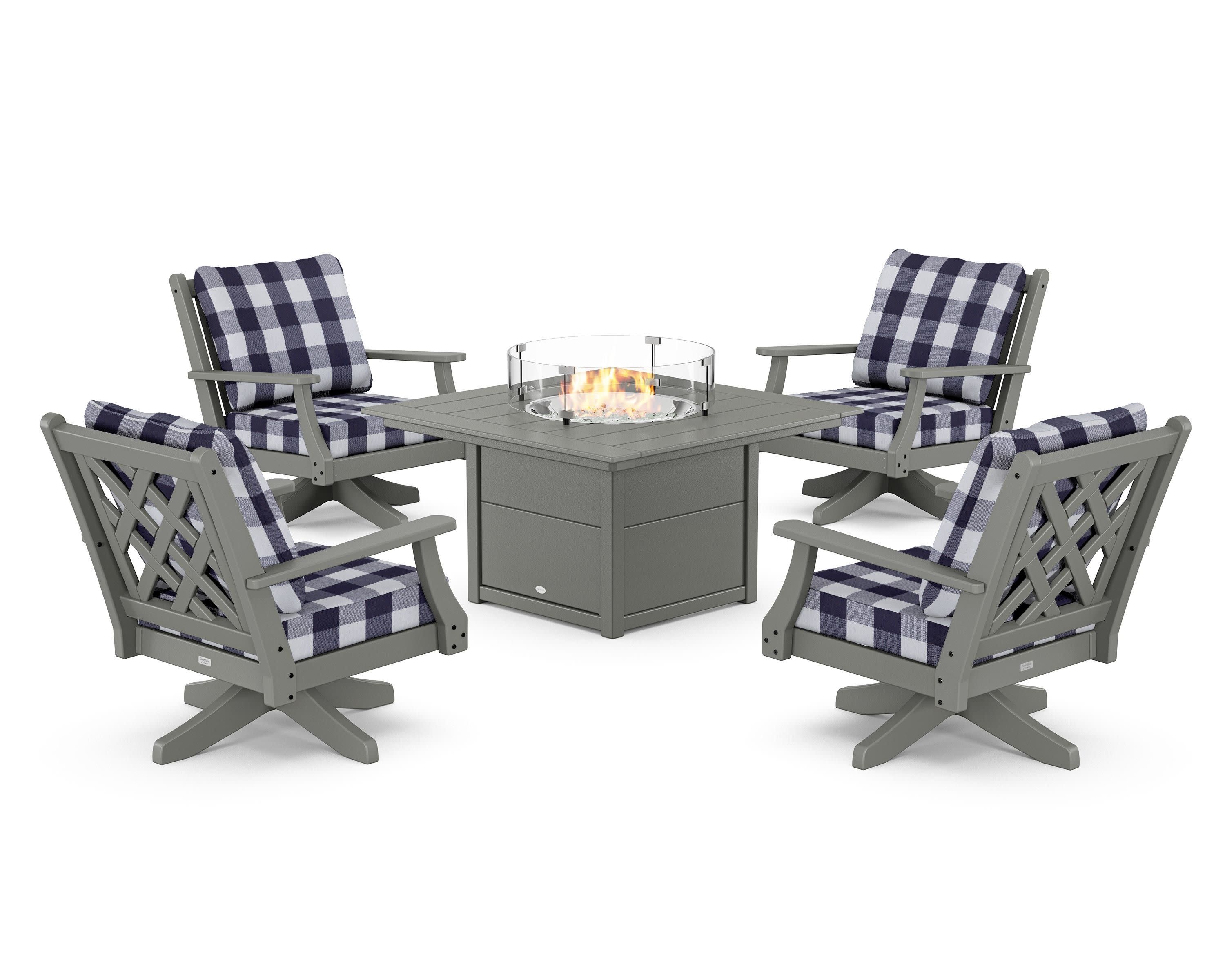 Wovendale 5-Piece Deep Seating Swivel Conversation Set with Fire Pit Table - Image 104