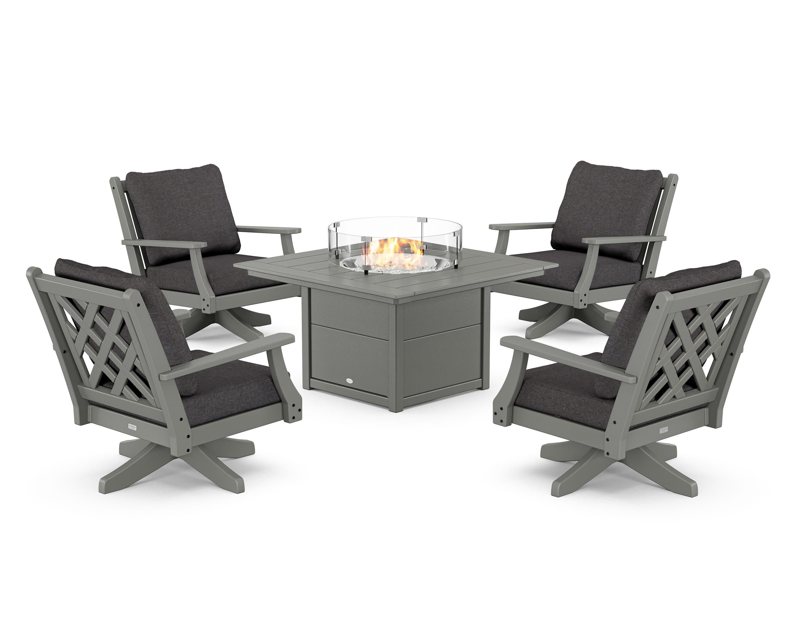 Wovendale 5-Piece Deep Seating Swivel Conversation Set with Fire Pit Table - Image 107