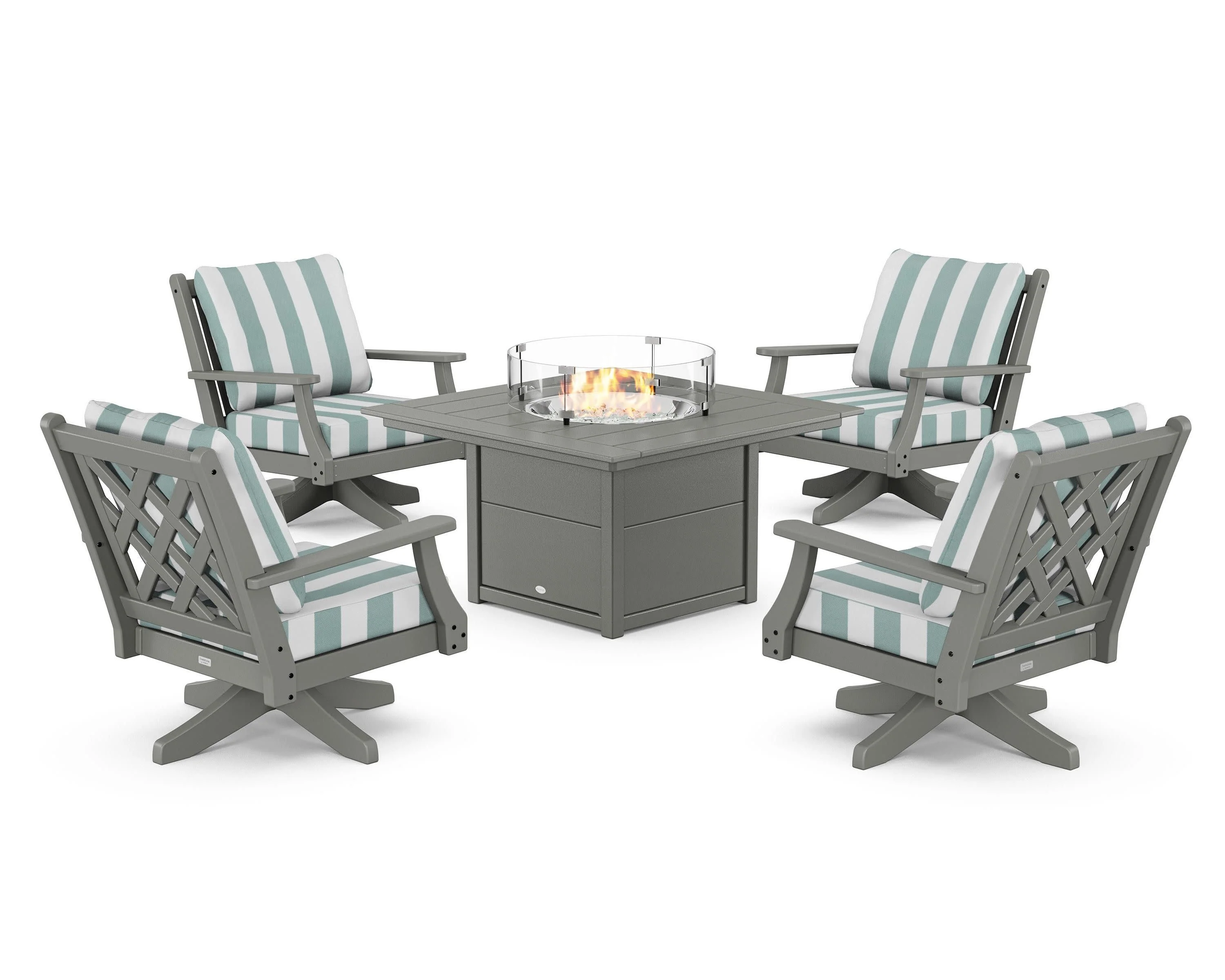 Wovendale 5-Piece Deep Seating Swivel Conversation Set with Fire Pit Table - Image 108