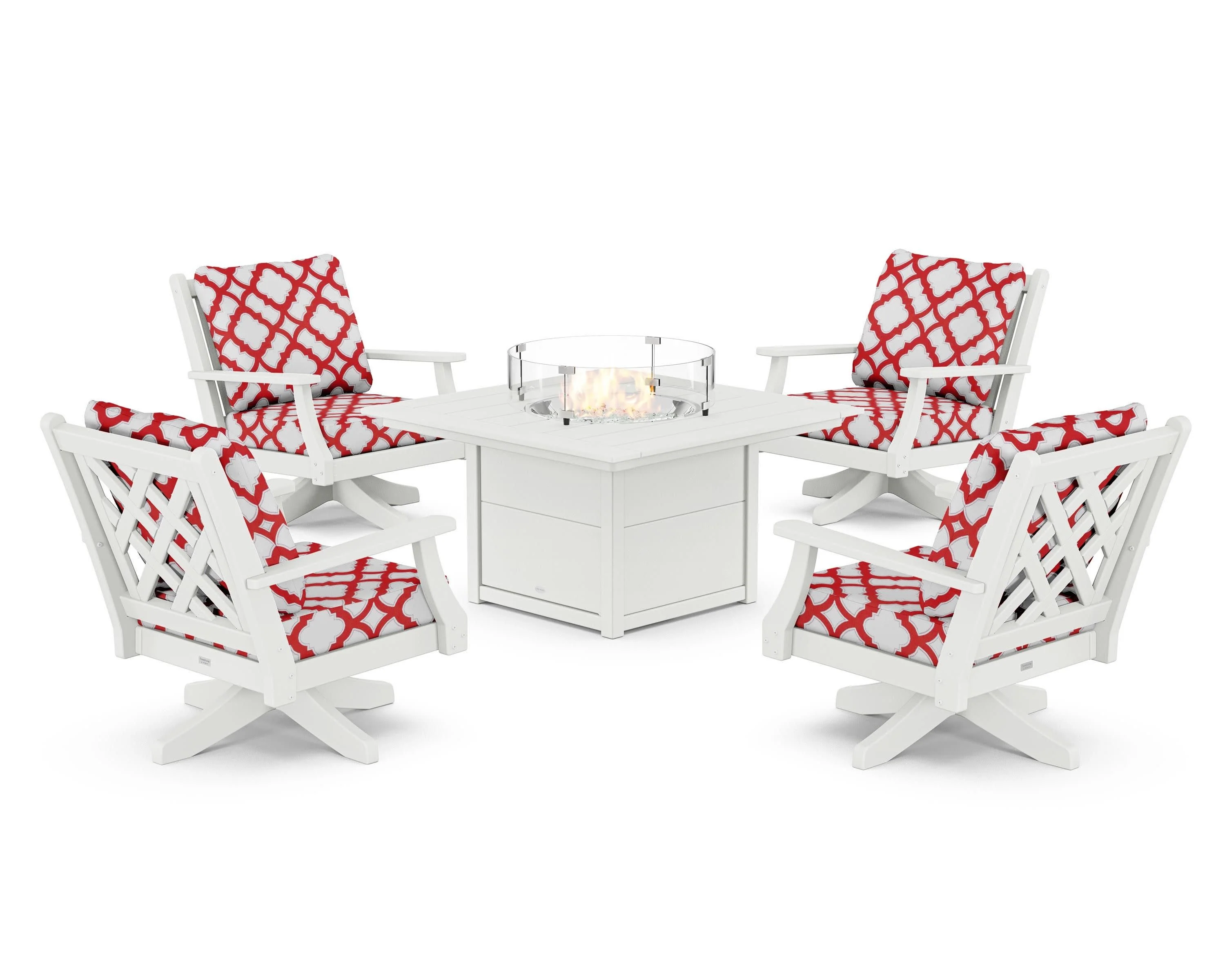 Wovendale 5-Piece Deep Seating Swivel Conversation Set with Fire Pit Table - Image 109