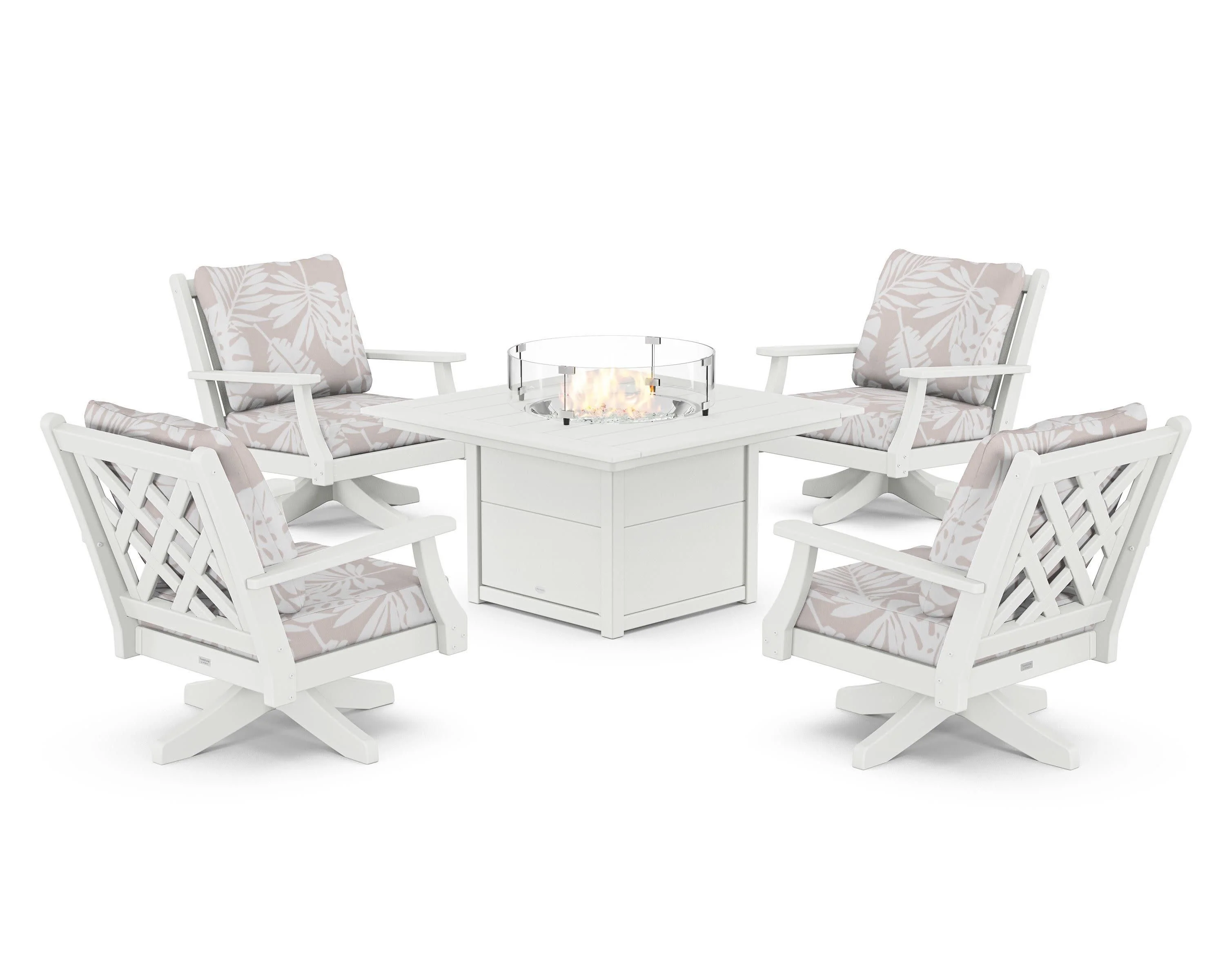 Wovendale 5-Piece Deep Seating Swivel Conversation Set with Fire Pit Table - Image 11