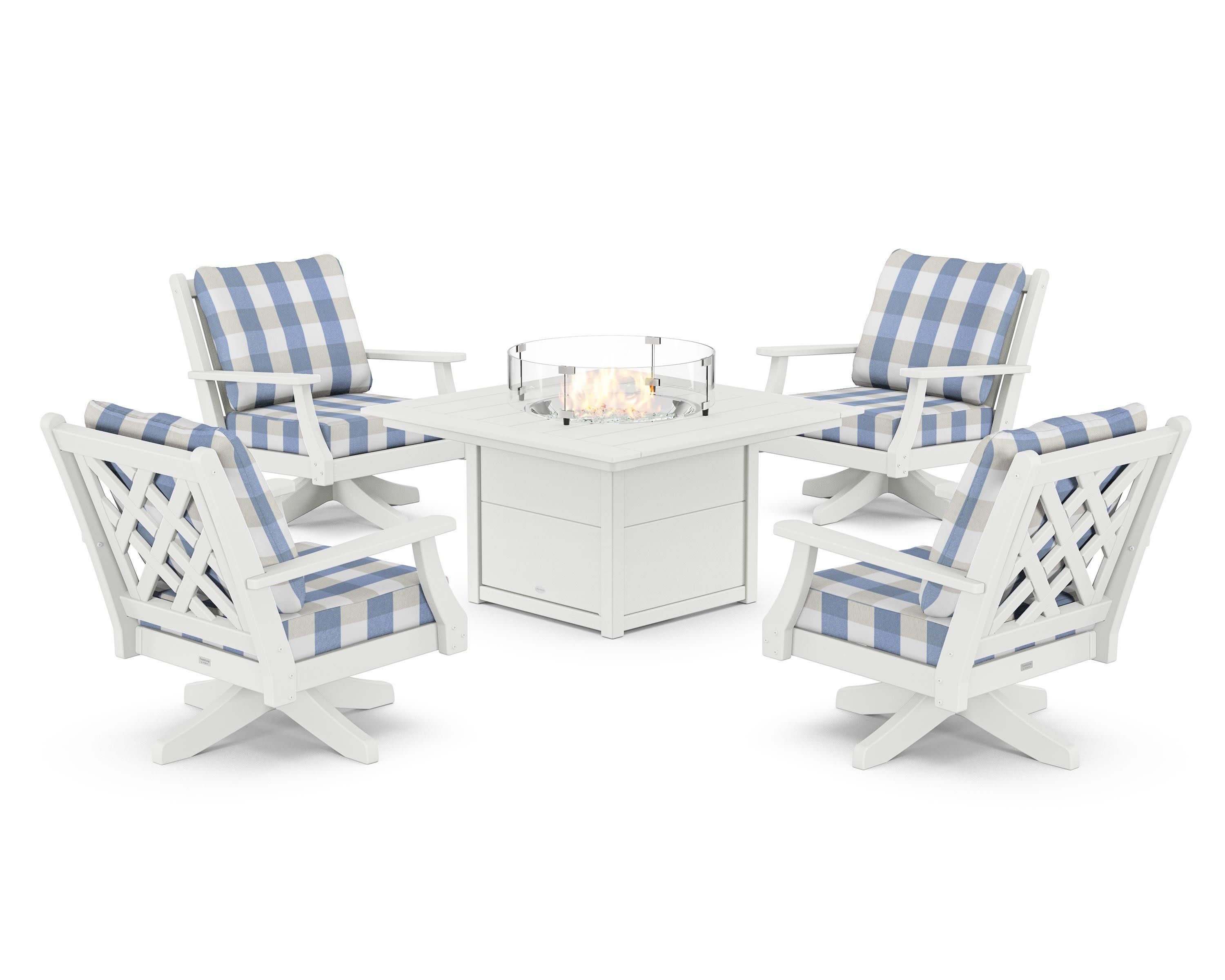 Wovendale 5-Piece Deep Seating Swivel Conversation Set with Fire Pit Table - Image 110