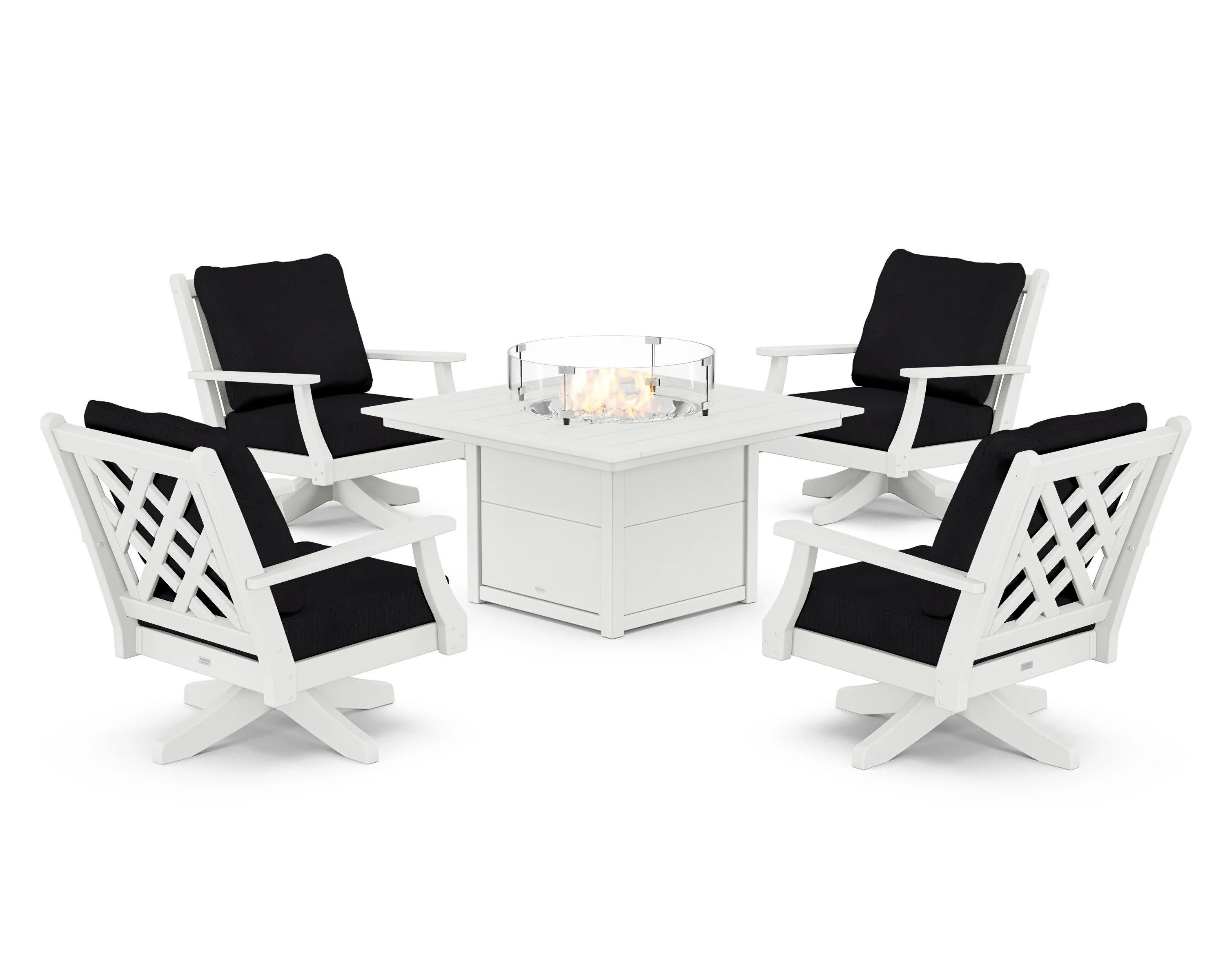 Wovendale 5-Piece Deep Seating Swivel Conversation Set with Fire Pit Table - Image 111