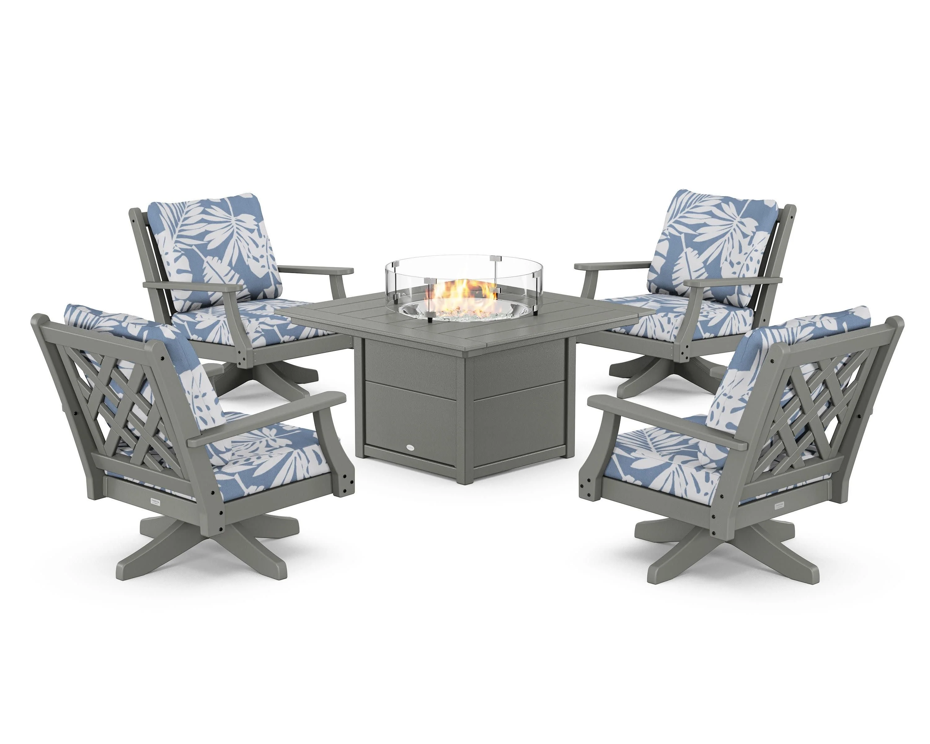 Wovendale 5-Piece Deep Seating Swivel Conversation Set with Fire Pit Table - Image 112