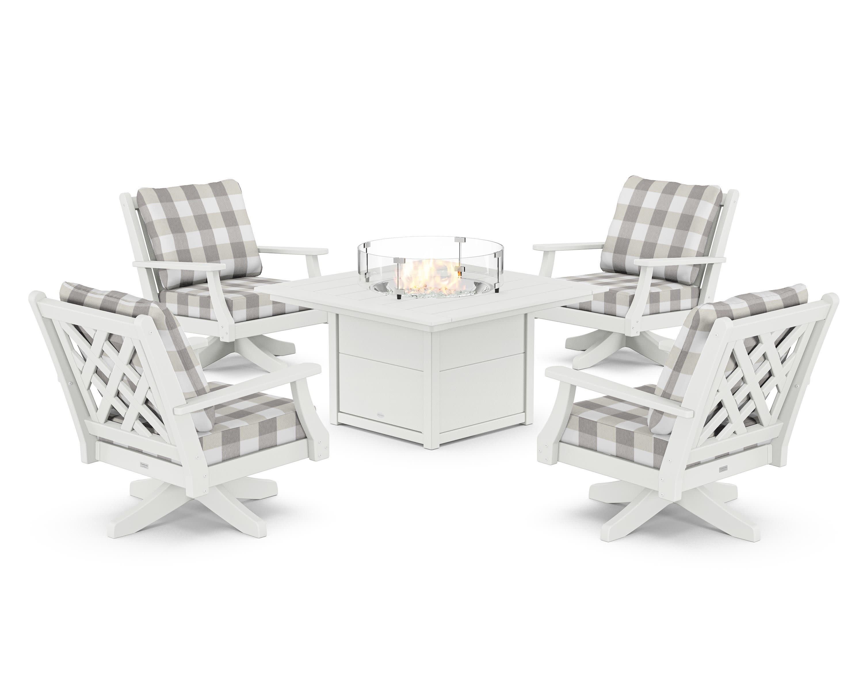 Wovendale 5-Piece Deep Seating Swivel Conversation Set with Fire Pit Table - Image 113