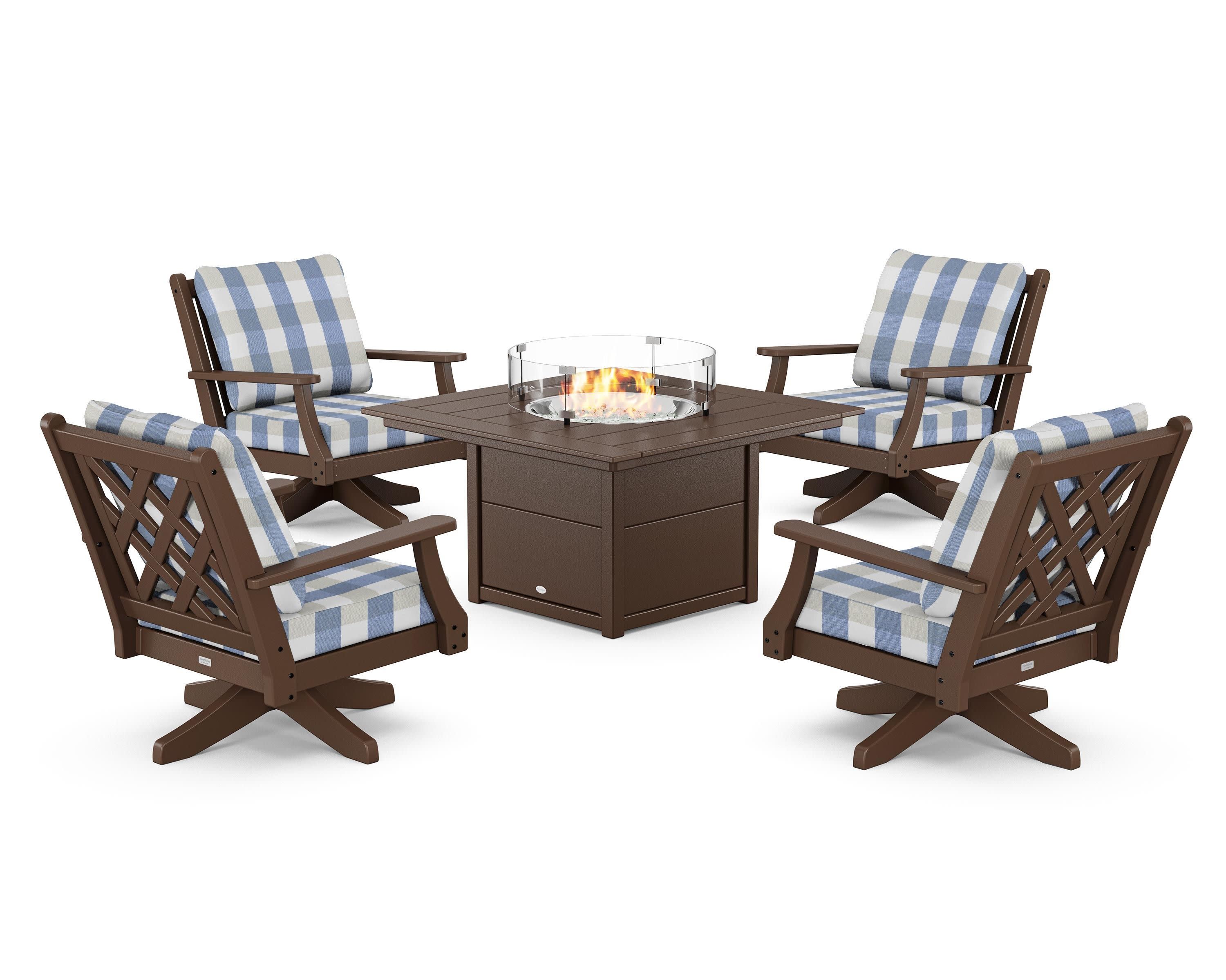 Wovendale 5-Piece Deep Seating Swivel Conversation Set with Fire Pit Table - Image 114