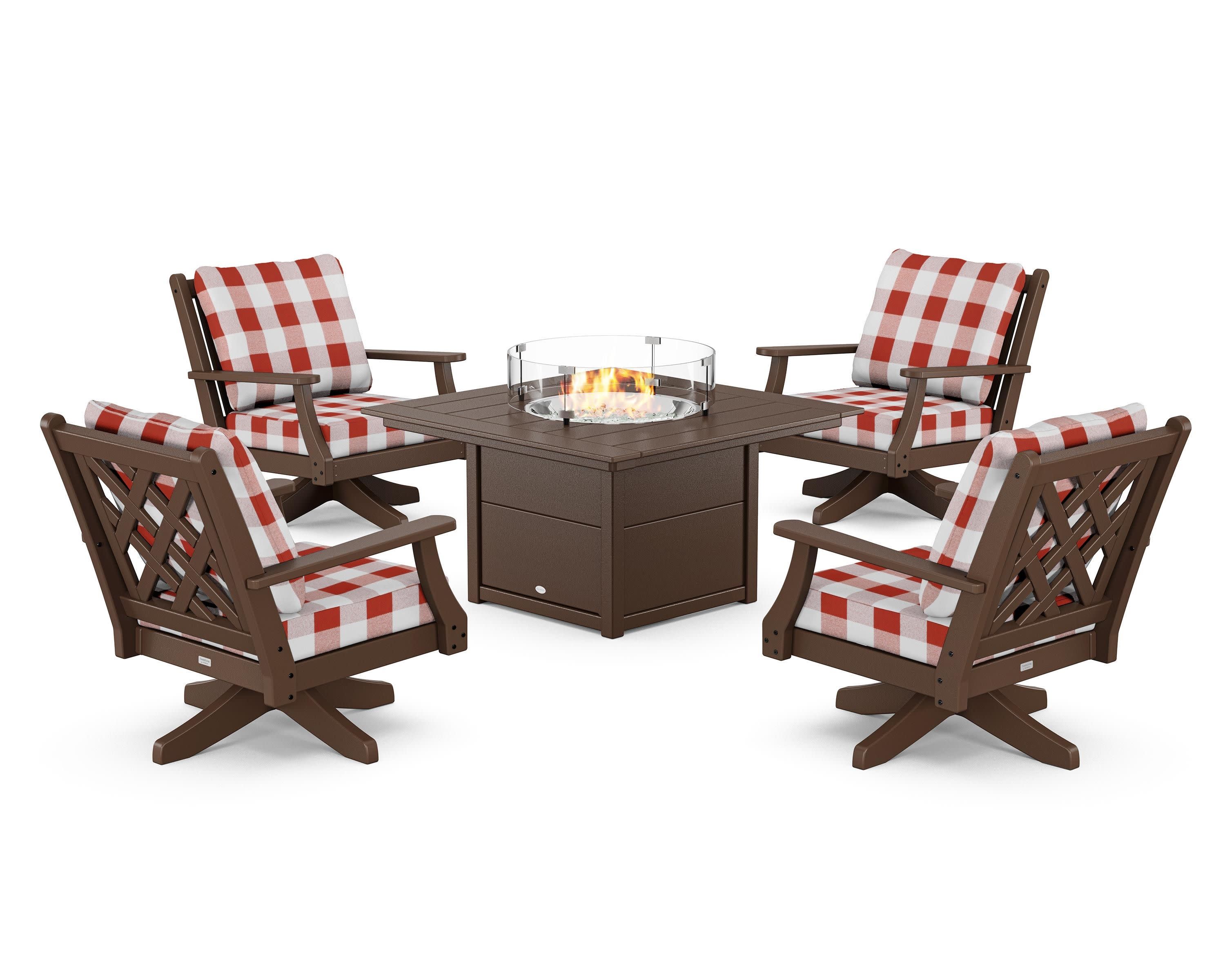 Wovendale 5-Piece Deep Seating Swivel Conversation Set with Fire Pit Table - Image 119