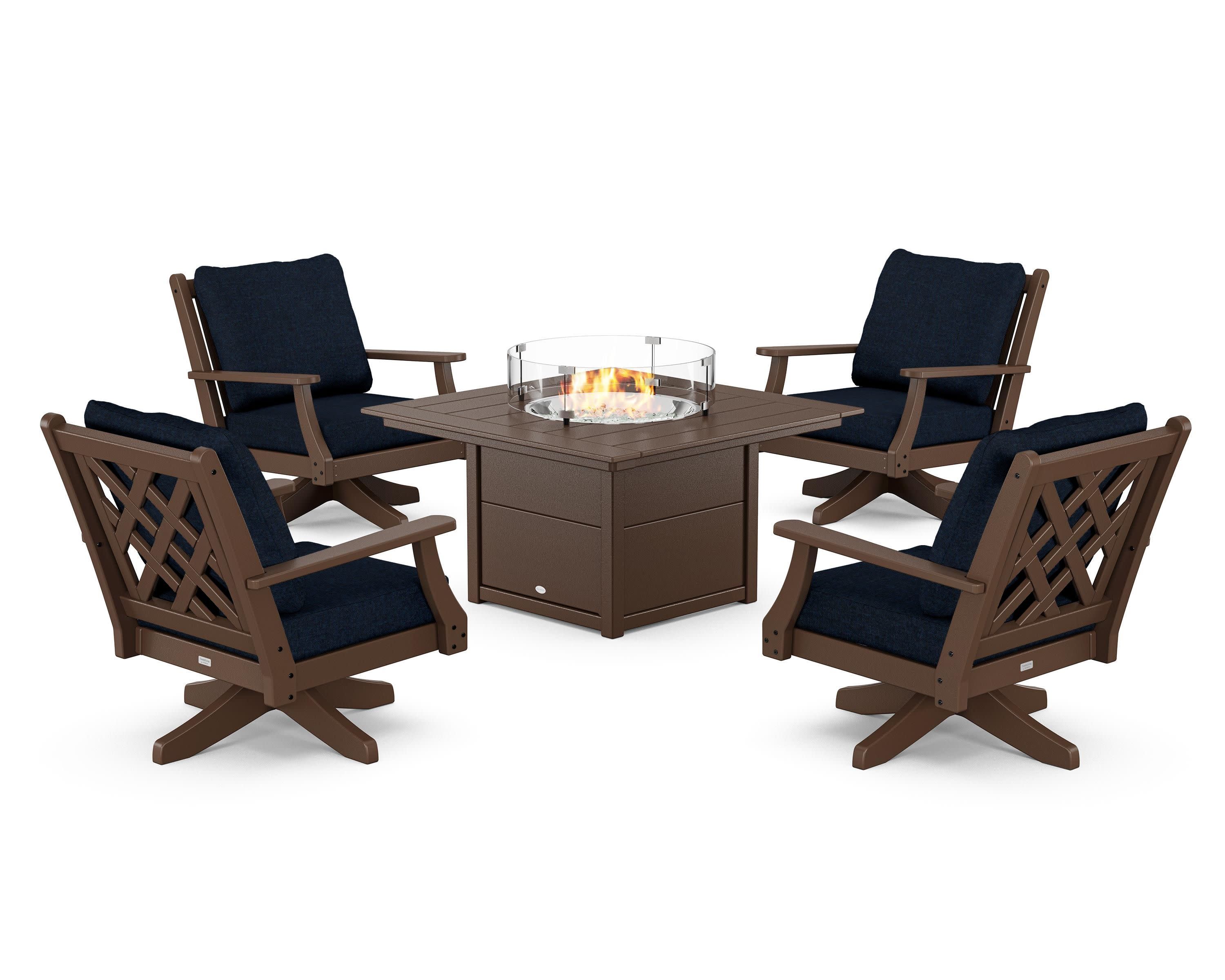 Wovendale 5-Piece Deep Seating Swivel Conversation Set with Fire Pit Table - Image 122