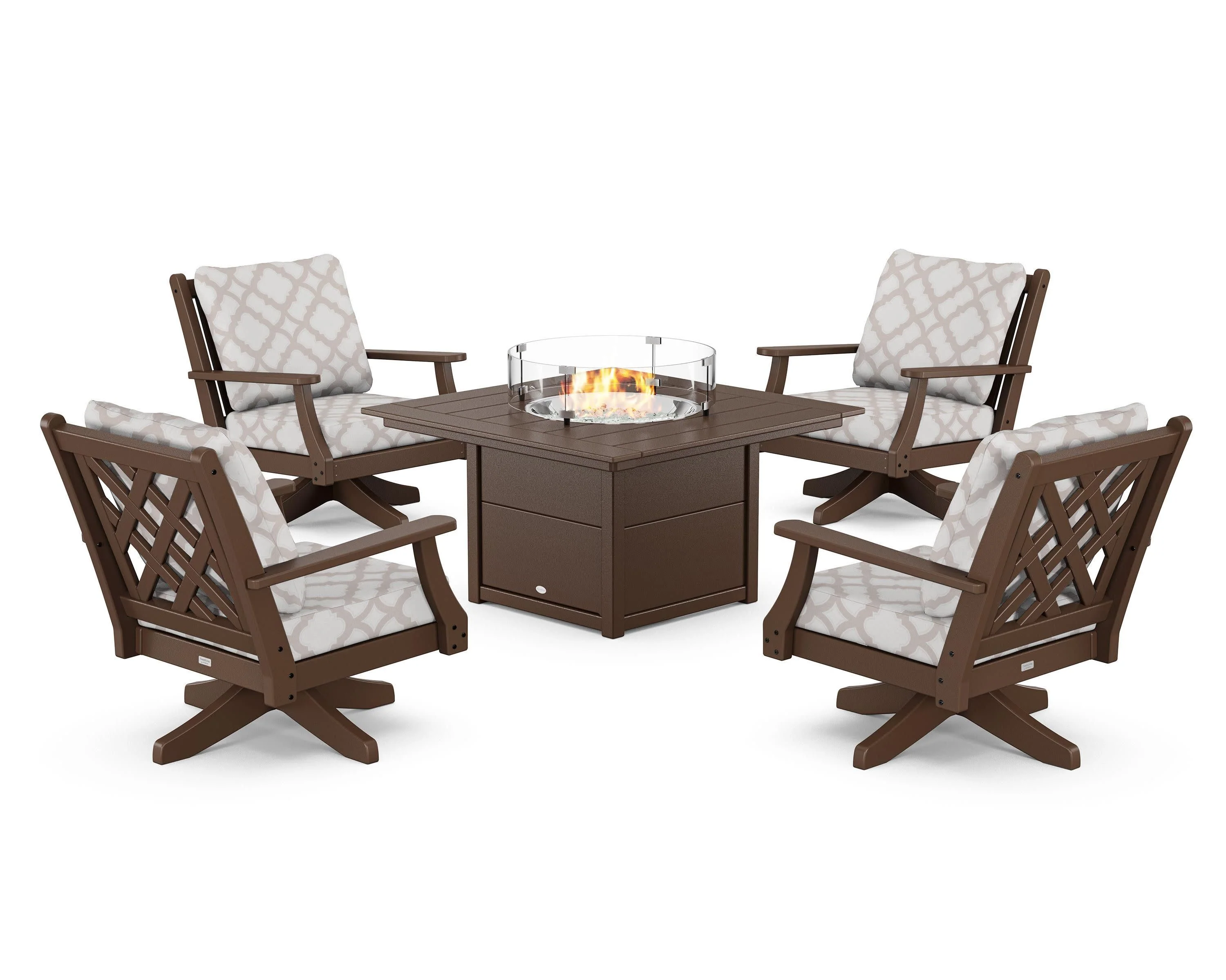 Wovendale 5-Piece Deep Seating Swivel Conversation Set with Fire Pit Table - Image 129