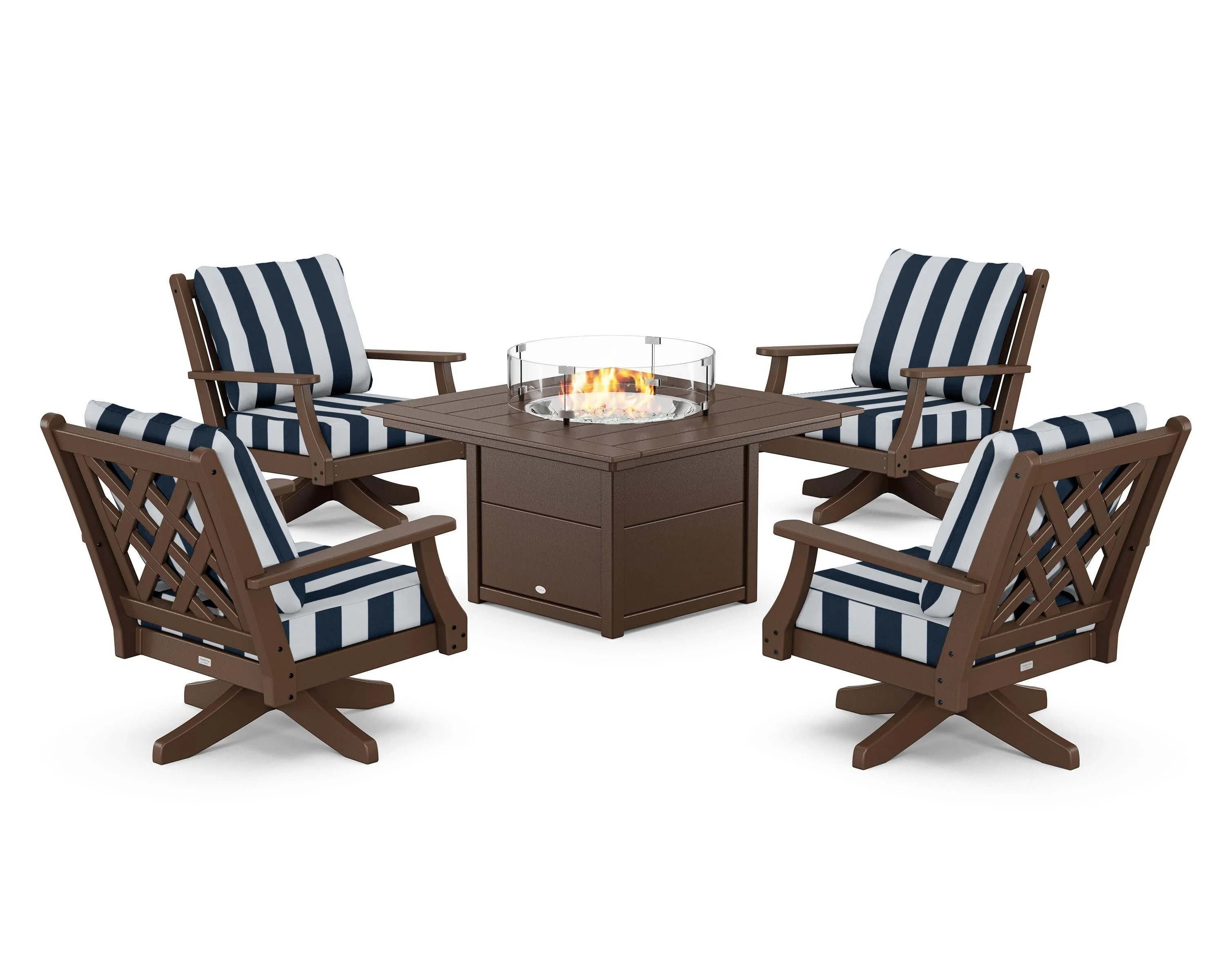 Wovendale 5-Piece Deep Seating Swivel Conversation Set with Fire Pit Table - Image 131
