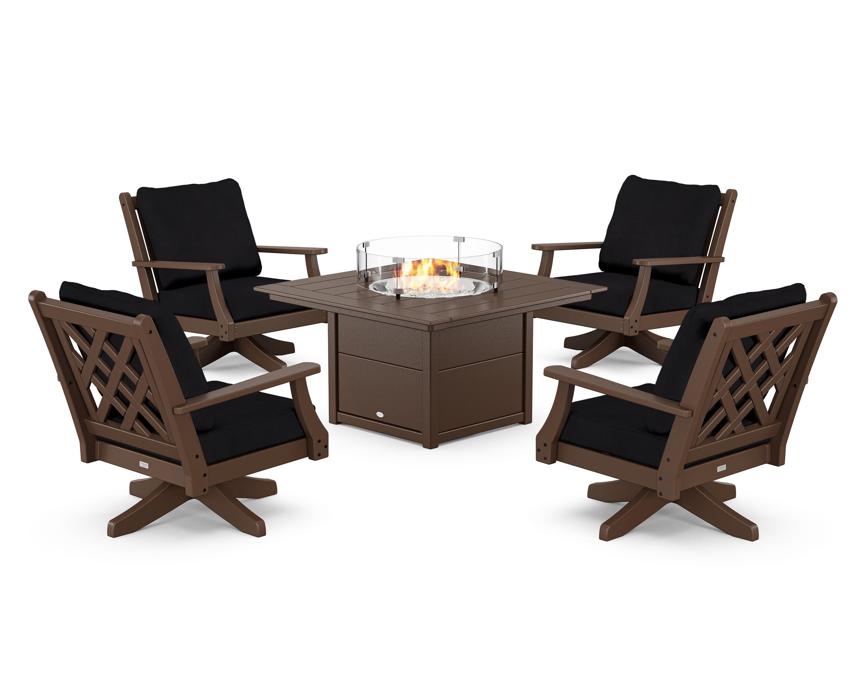 Wovendale 5-Piece Deep Seating Swivel Conversation Set with Fire Pit Table - Image 133
