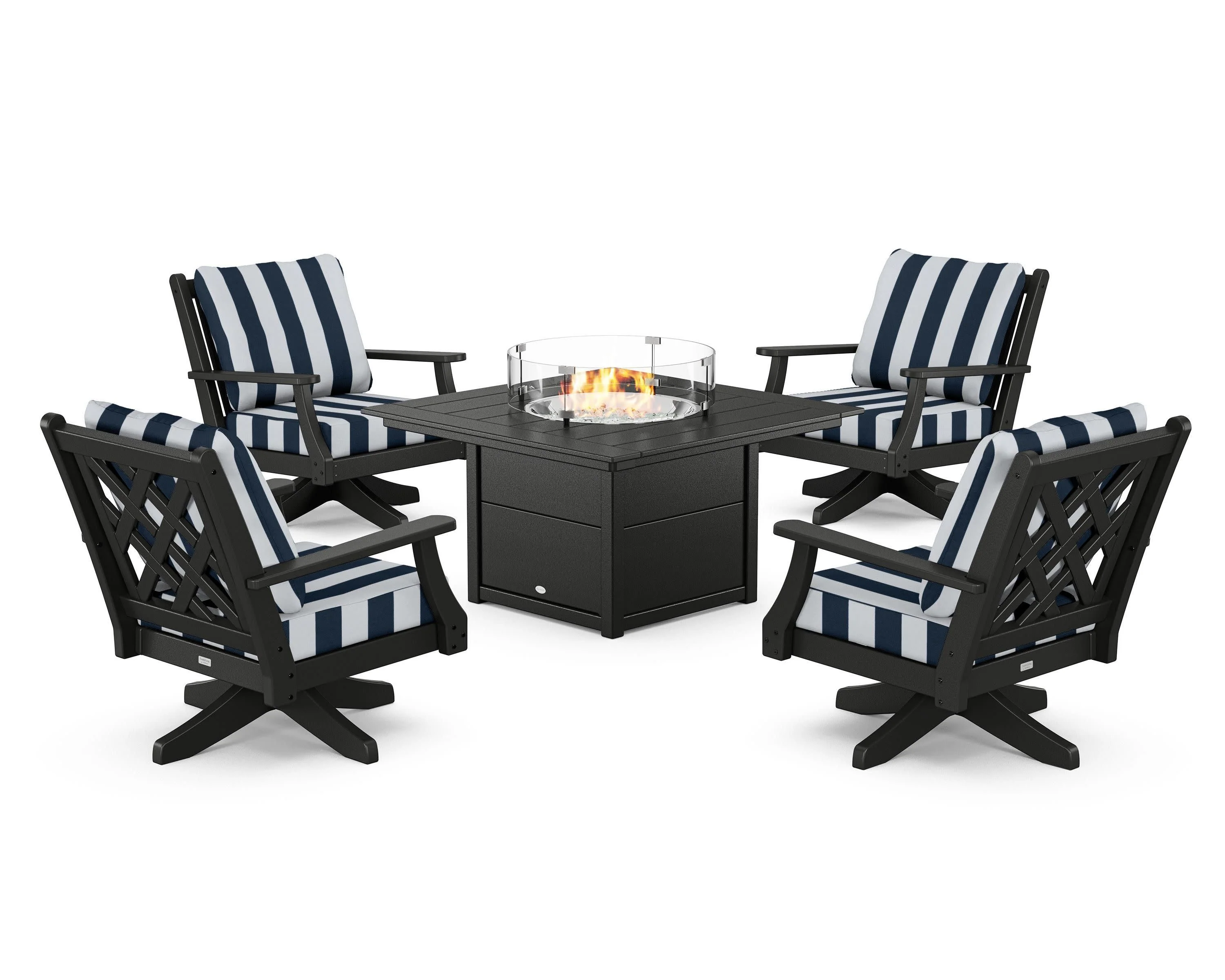 Wovendale 5-Piece Deep Seating Swivel Conversation Set with Fire Pit Table - Image 135