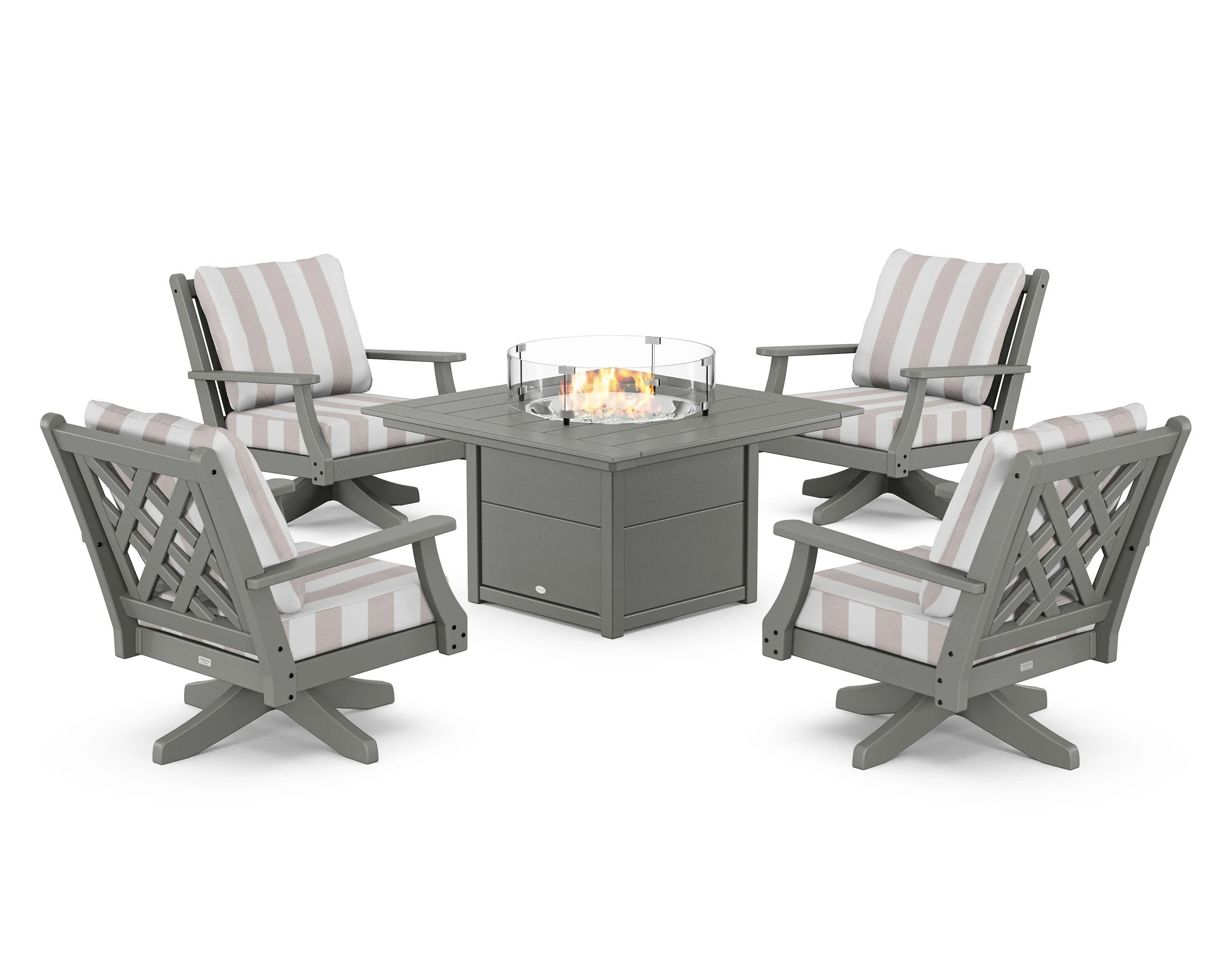 Wovendale 5-Piece Deep Seating Swivel Conversation Set with Fire Pit Table - Image 137