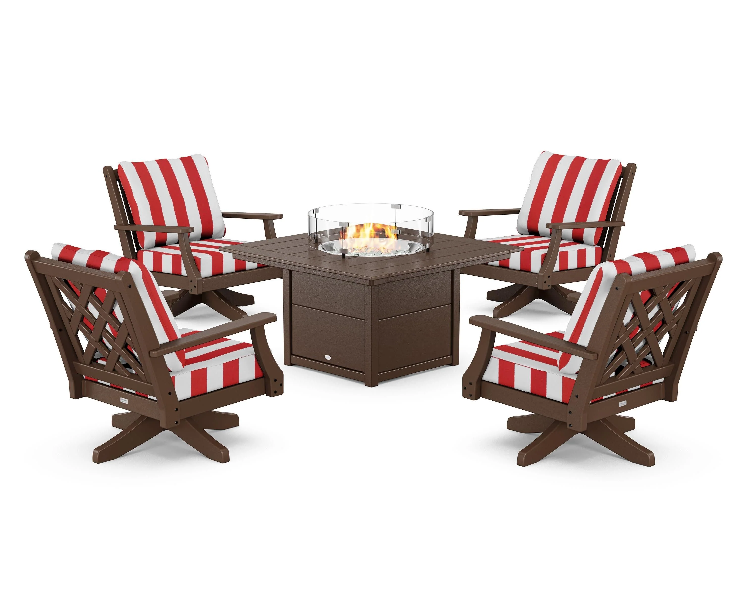 Wovendale 5-Piece Deep Seating Swivel Conversation Set with Fire Pit Table - Image 140