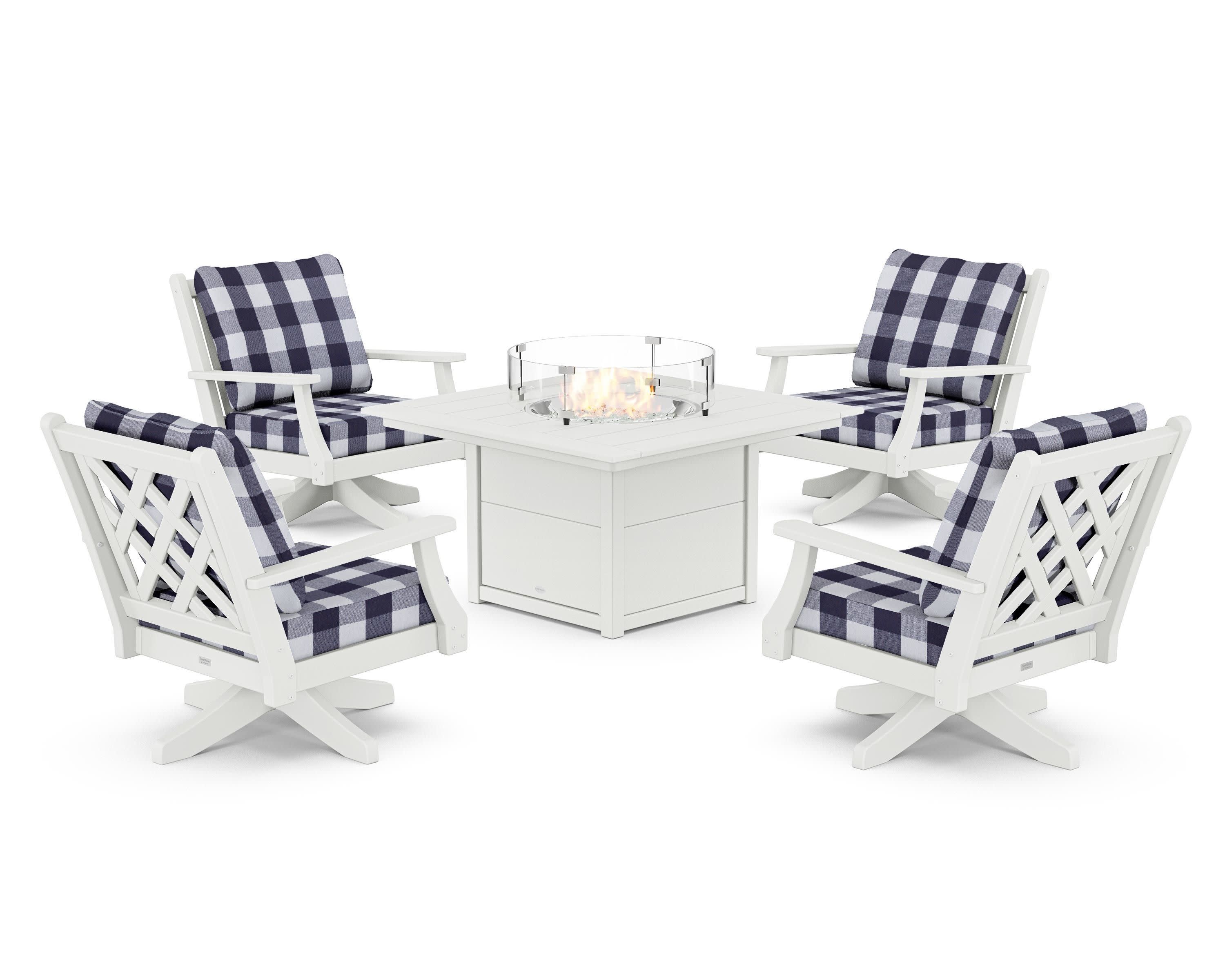 Wovendale 5-Piece Deep Seating Swivel Conversation Set with Fire Pit Table - Image 142