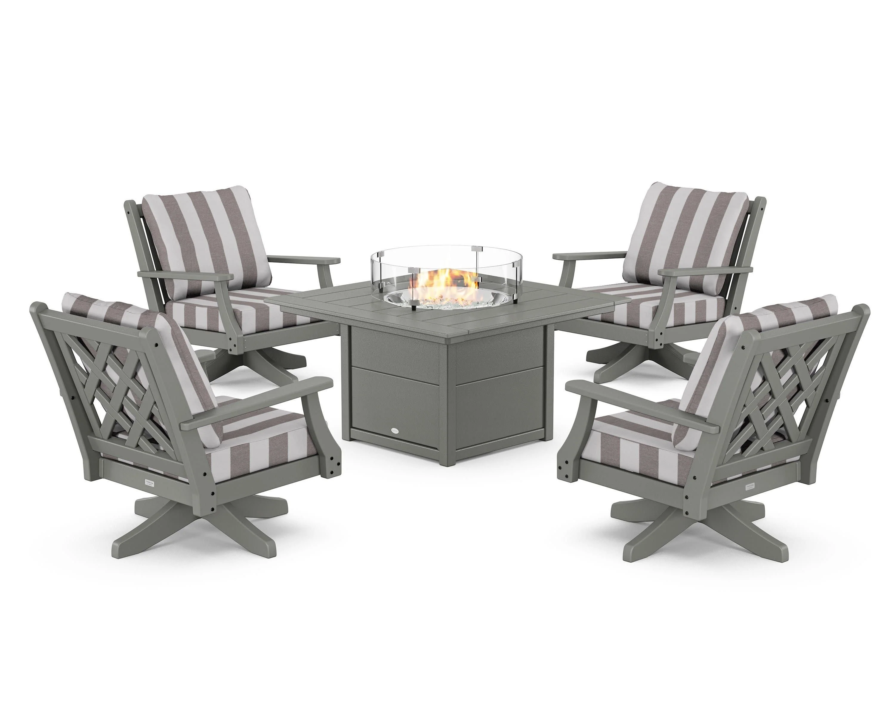 Wovendale 5-Piece Deep Seating Swivel Conversation Set with Fire Pit Table - Image 143