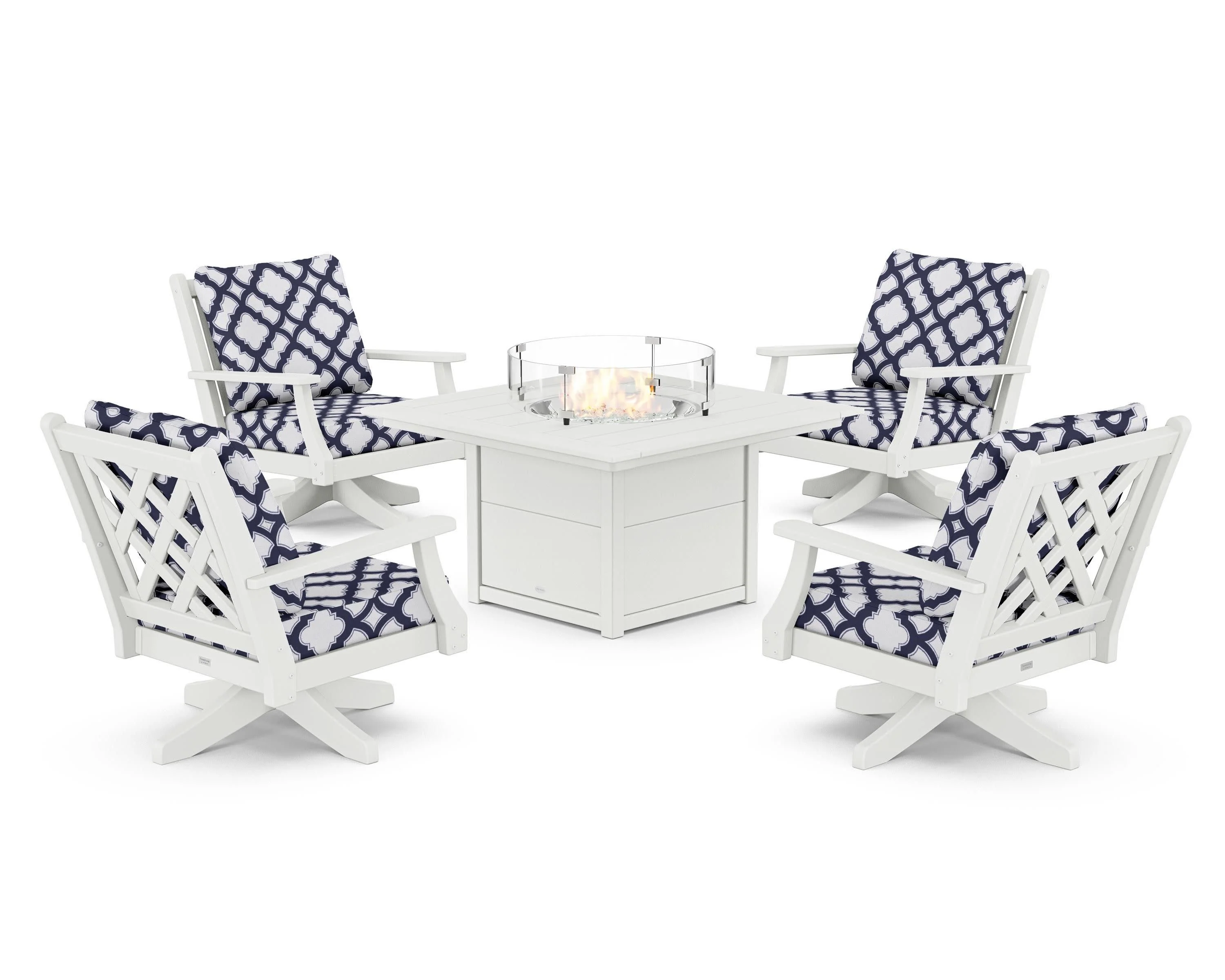 Wovendale 5-Piece Deep Seating Swivel Conversation Set with Fire Pit Table - Image 146