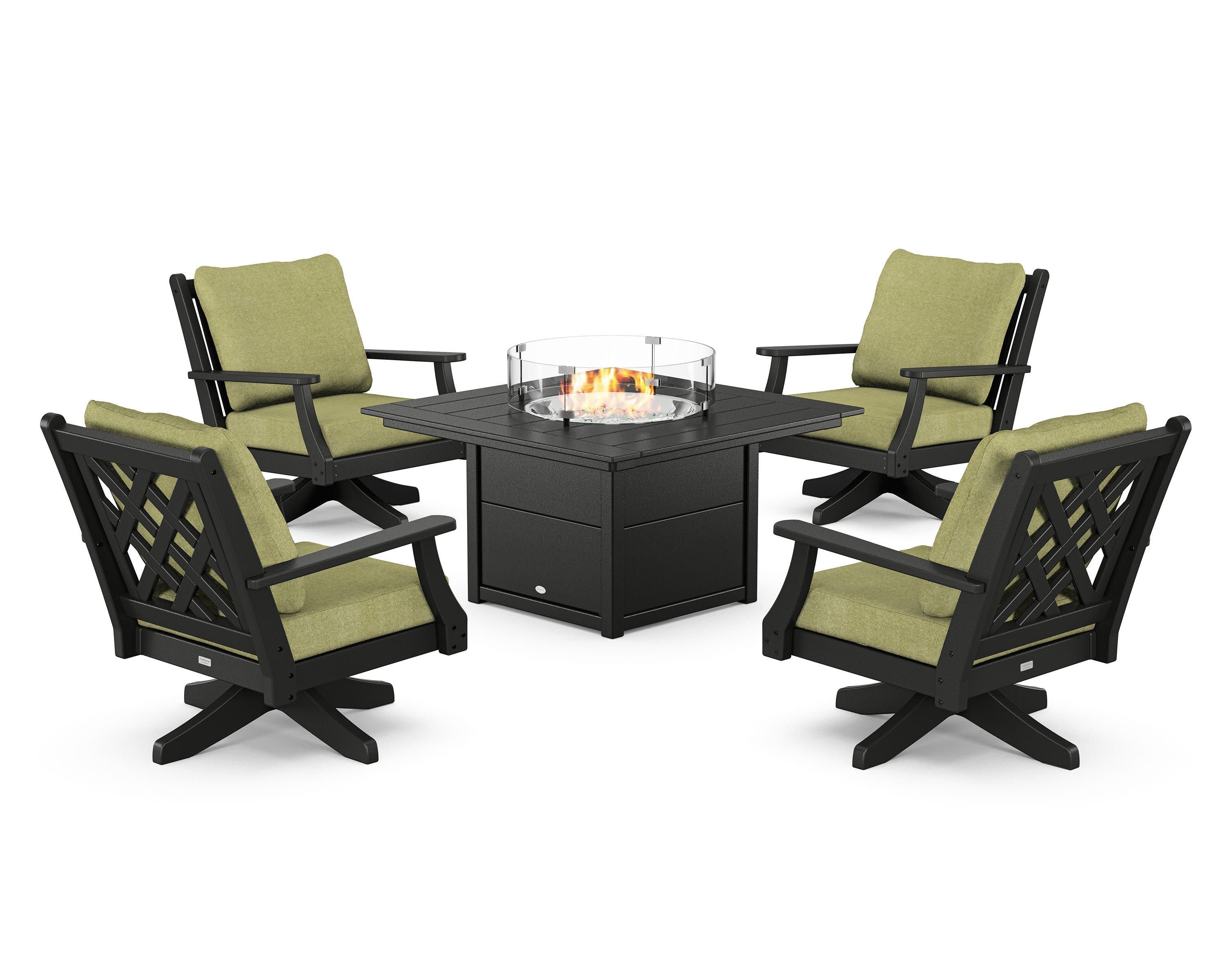 Wovendale 5-Piece Deep Seating Swivel Conversation Set with Fire Pit Table - Image 149