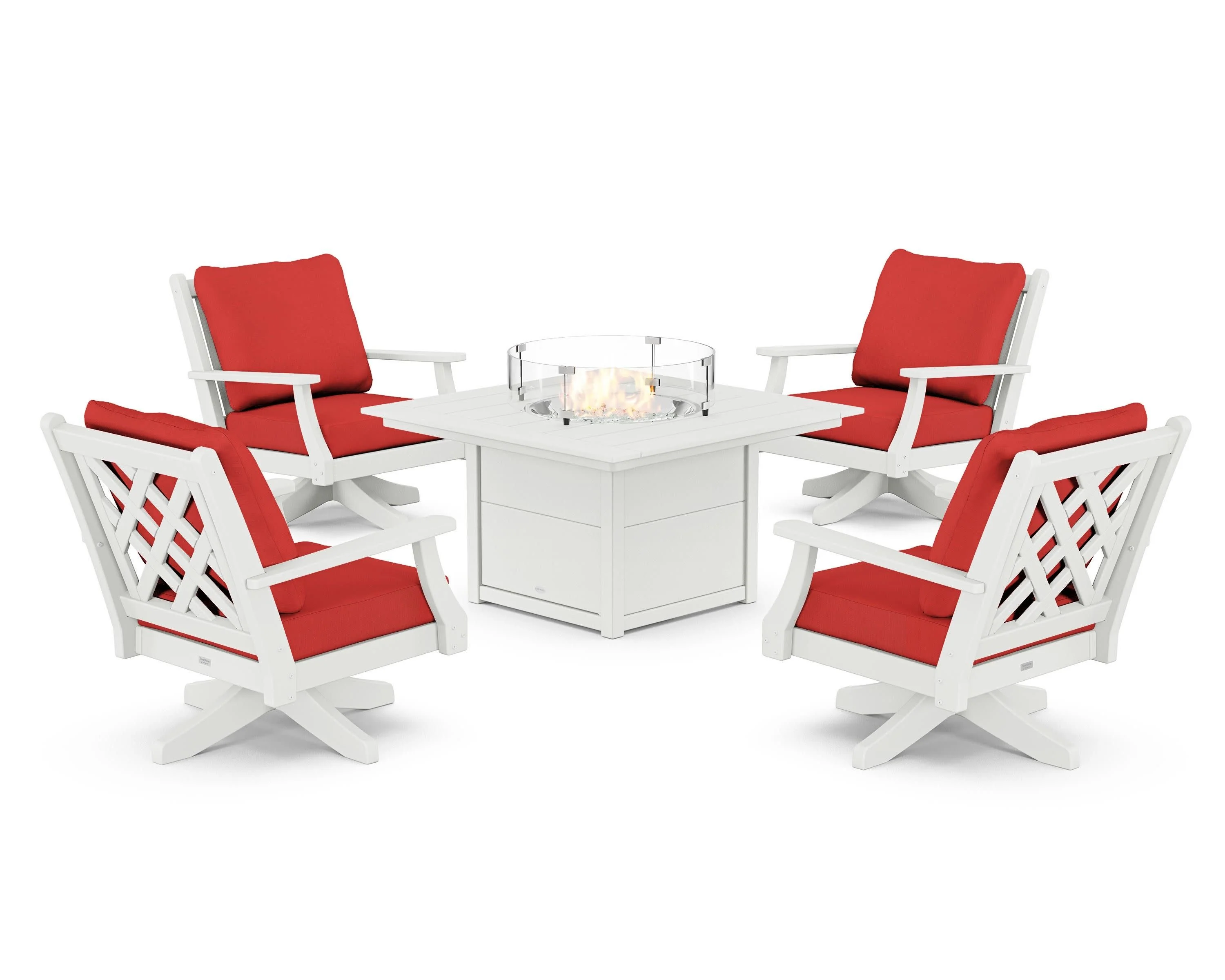 Wovendale 5-Piece Deep Seating Swivel Conversation Set with Fire Pit Table - Image 15