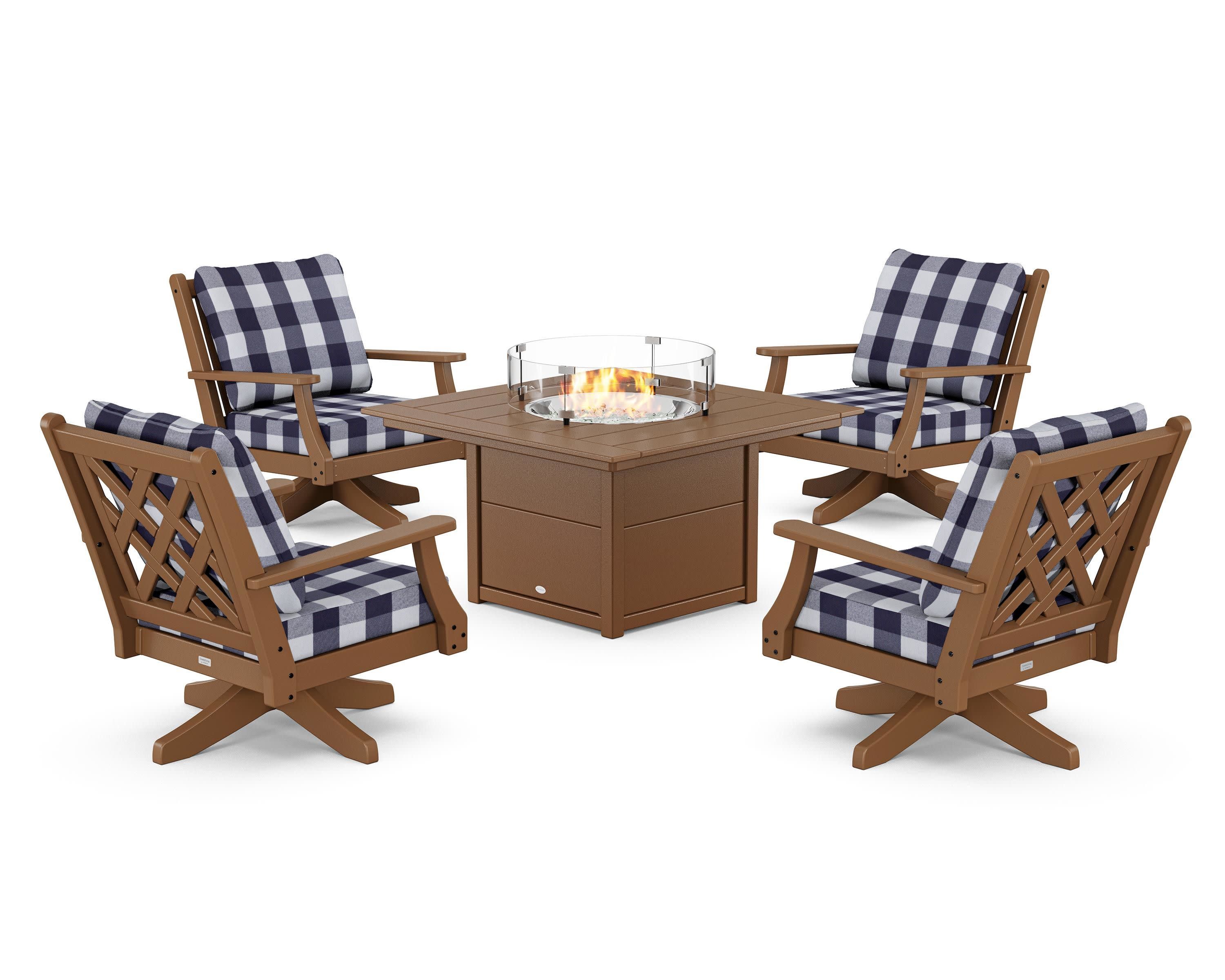 Wovendale 5-Piece Deep Seating Swivel Conversation Set with Fire Pit Table - Image 150