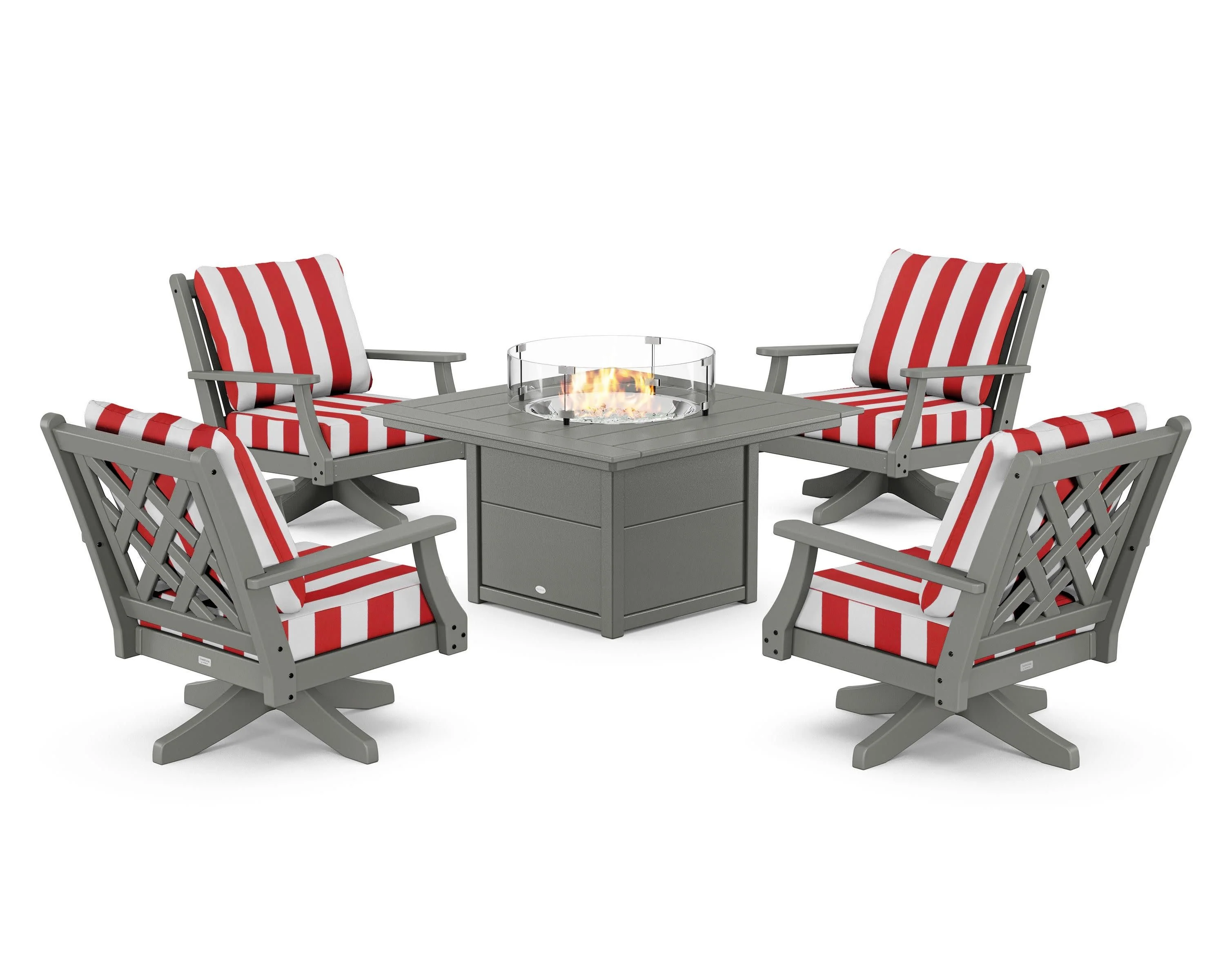Wovendale 5-Piece Deep Seating Swivel Conversation Set with Fire Pit Table - Image 152