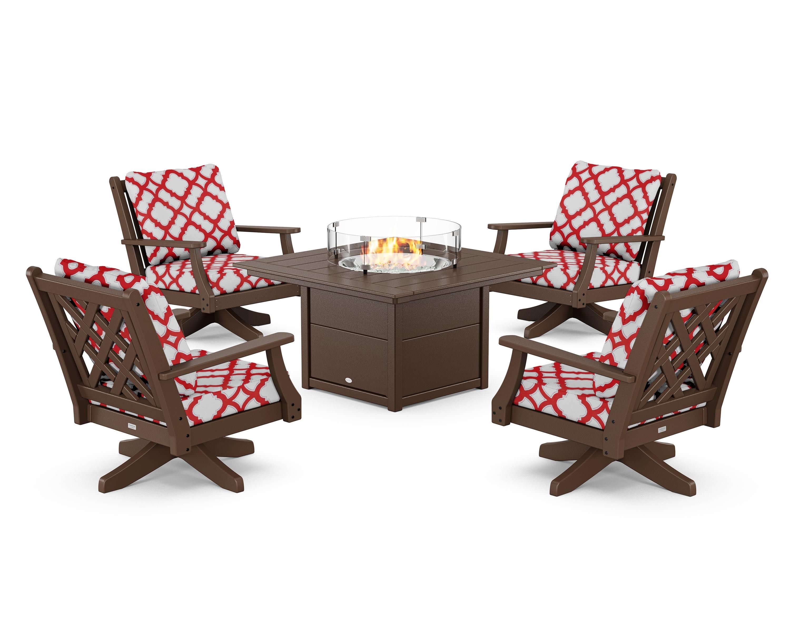 Wovendale 5-Piece Deep Seating Swivel Conversation Set with Fire Pit Table - Image 154