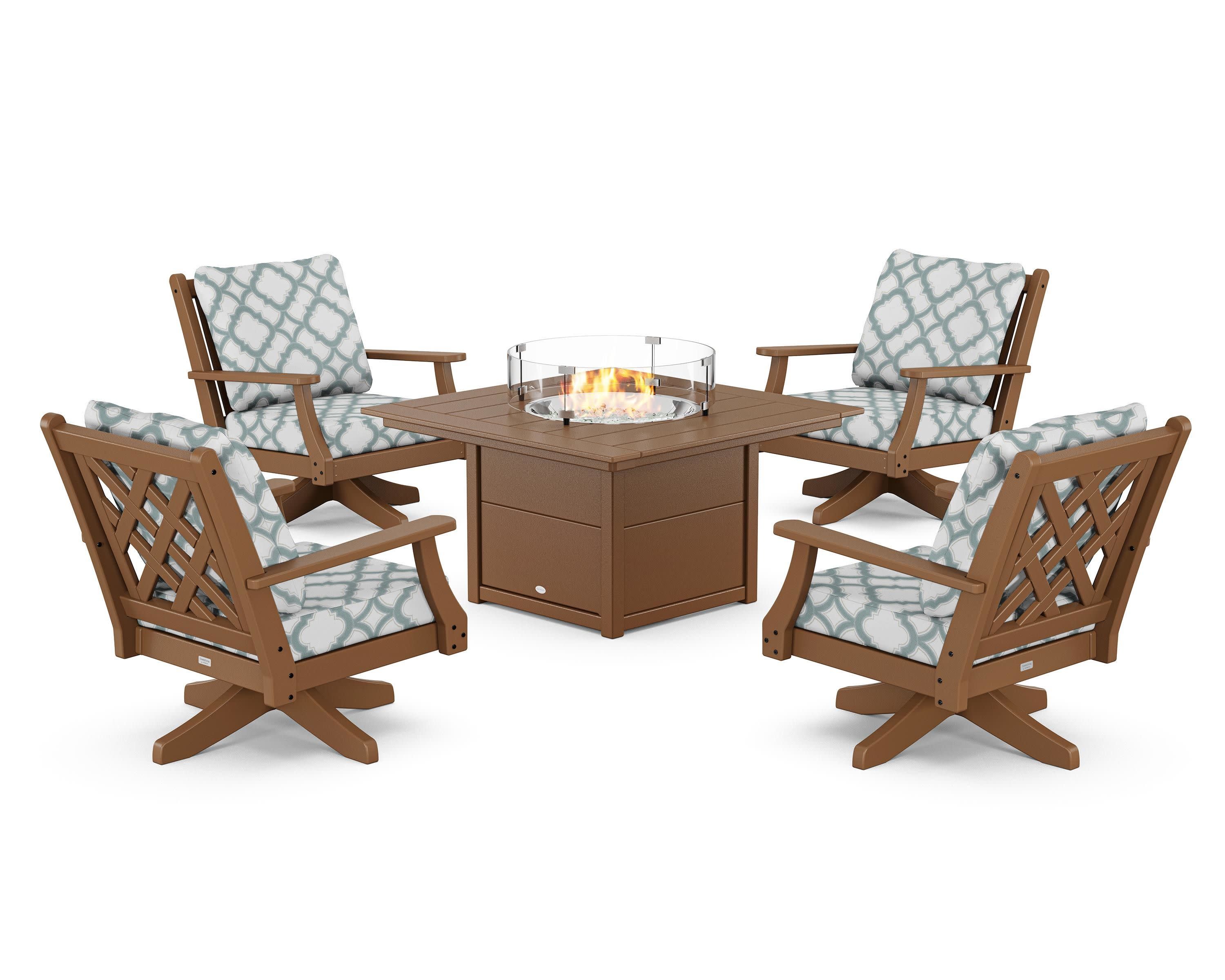 Wovendale 5-Piece Deep Seating Swivel Conversation Set with Fire Pit Table - Image 155