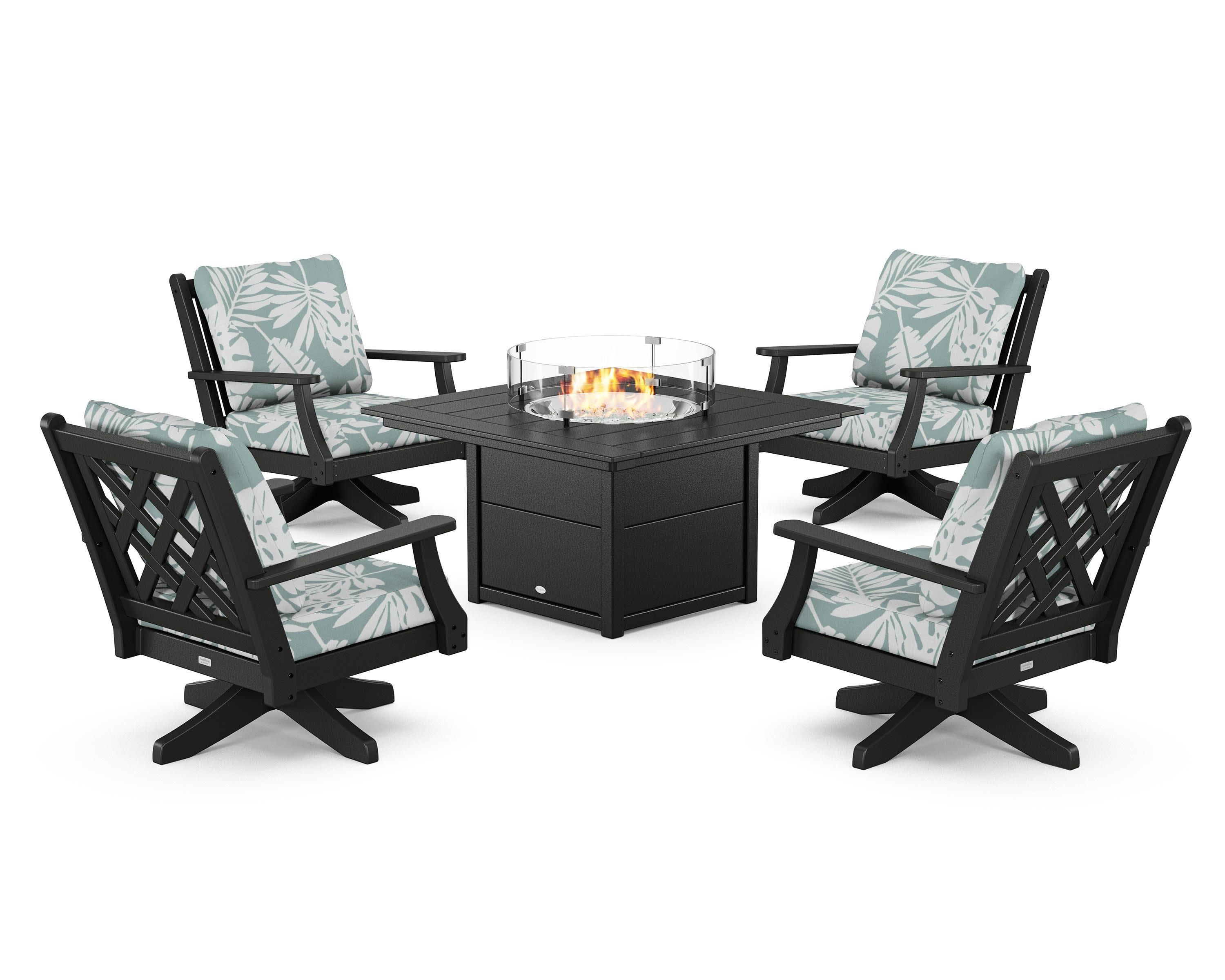 Wovendale 5-Piece Deep Seating Swivel Conversation Set with Fire Pit Table - Image 157