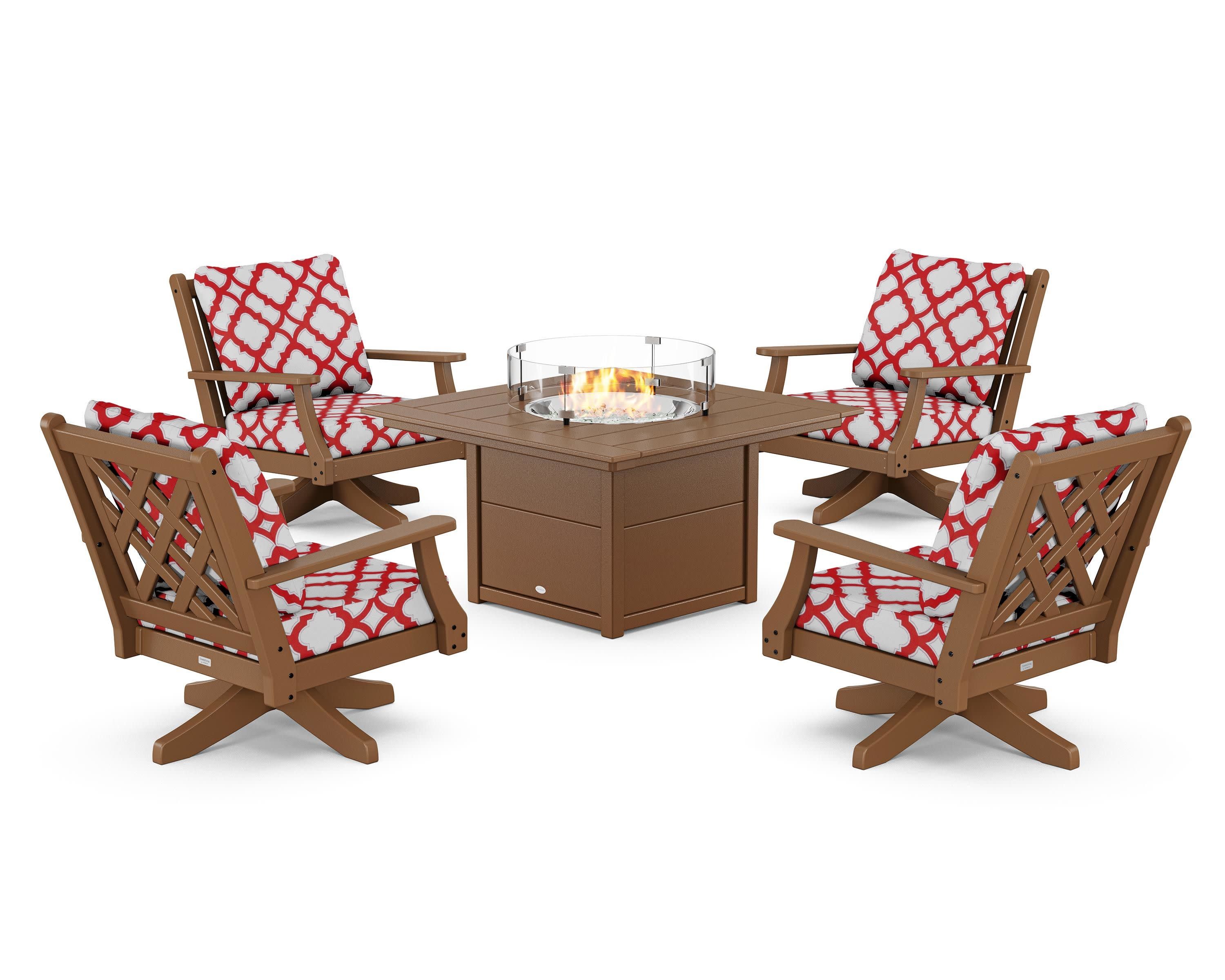 Wovendale 5-Piece Deep Seating Swivel Conversation Set with Fire Pit Table - Image 158