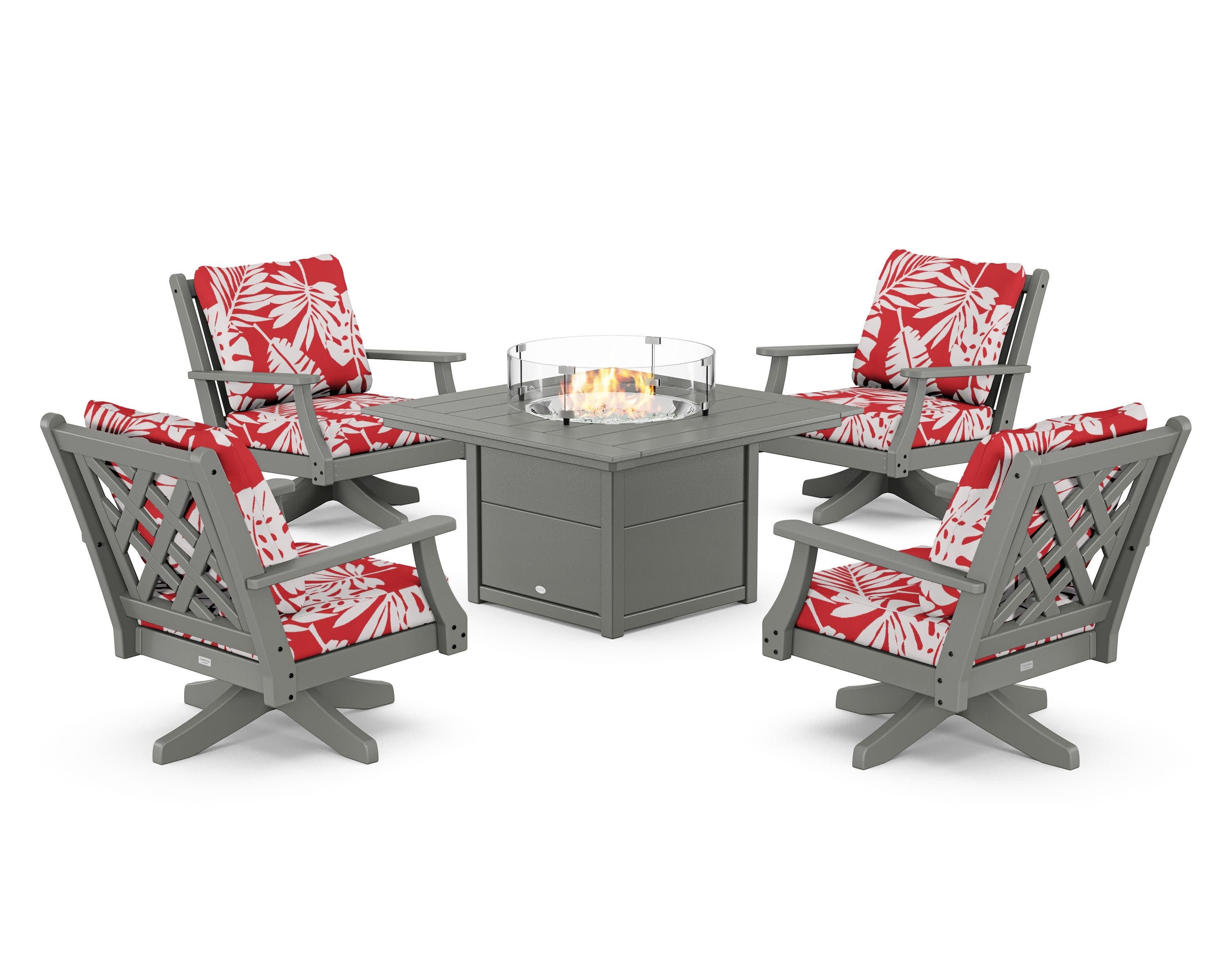 Wovendale 5-Piece Deep Seating Swivel Conversation Set with Fire Pit Table - Image 159