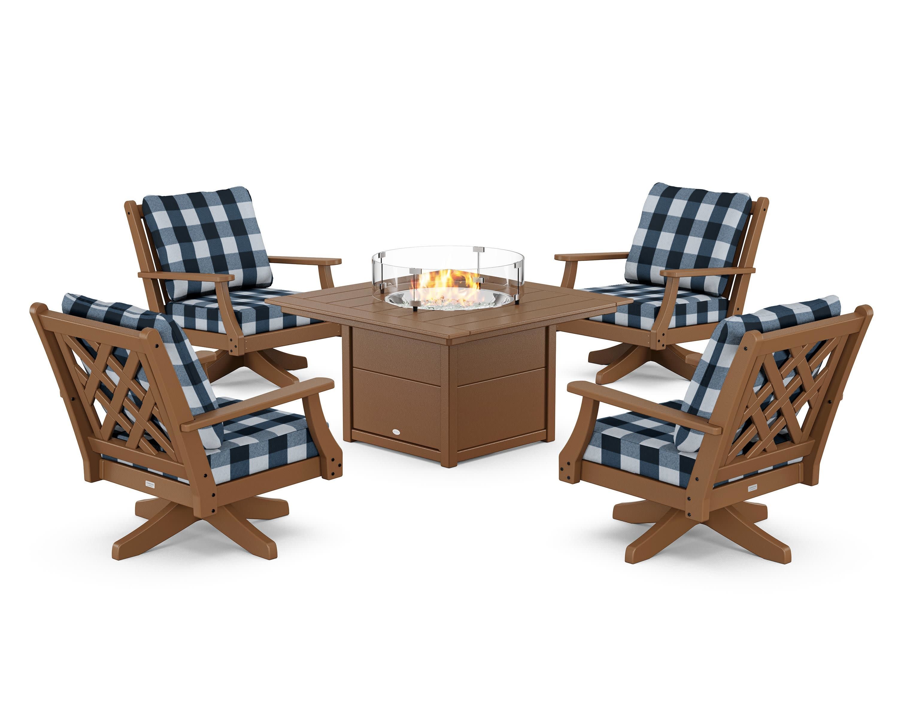 Wovendale 5-Piece Deep Seating Swivel Conversation Set with Fire Pit Table - Image 16