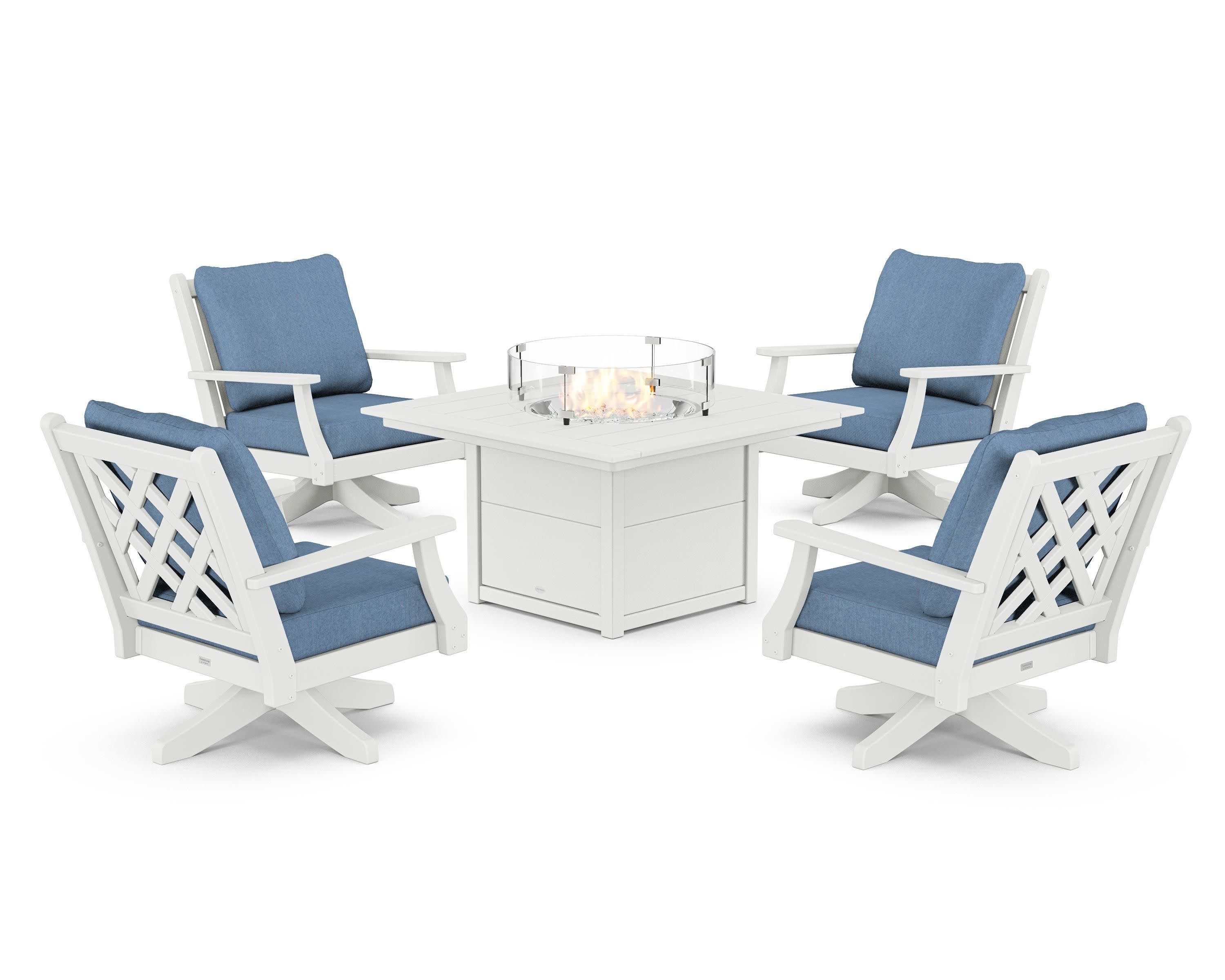 Wovendale 5-Piece Deep Seating Swivel Conversation Set with Fire Pit Table - Image 160