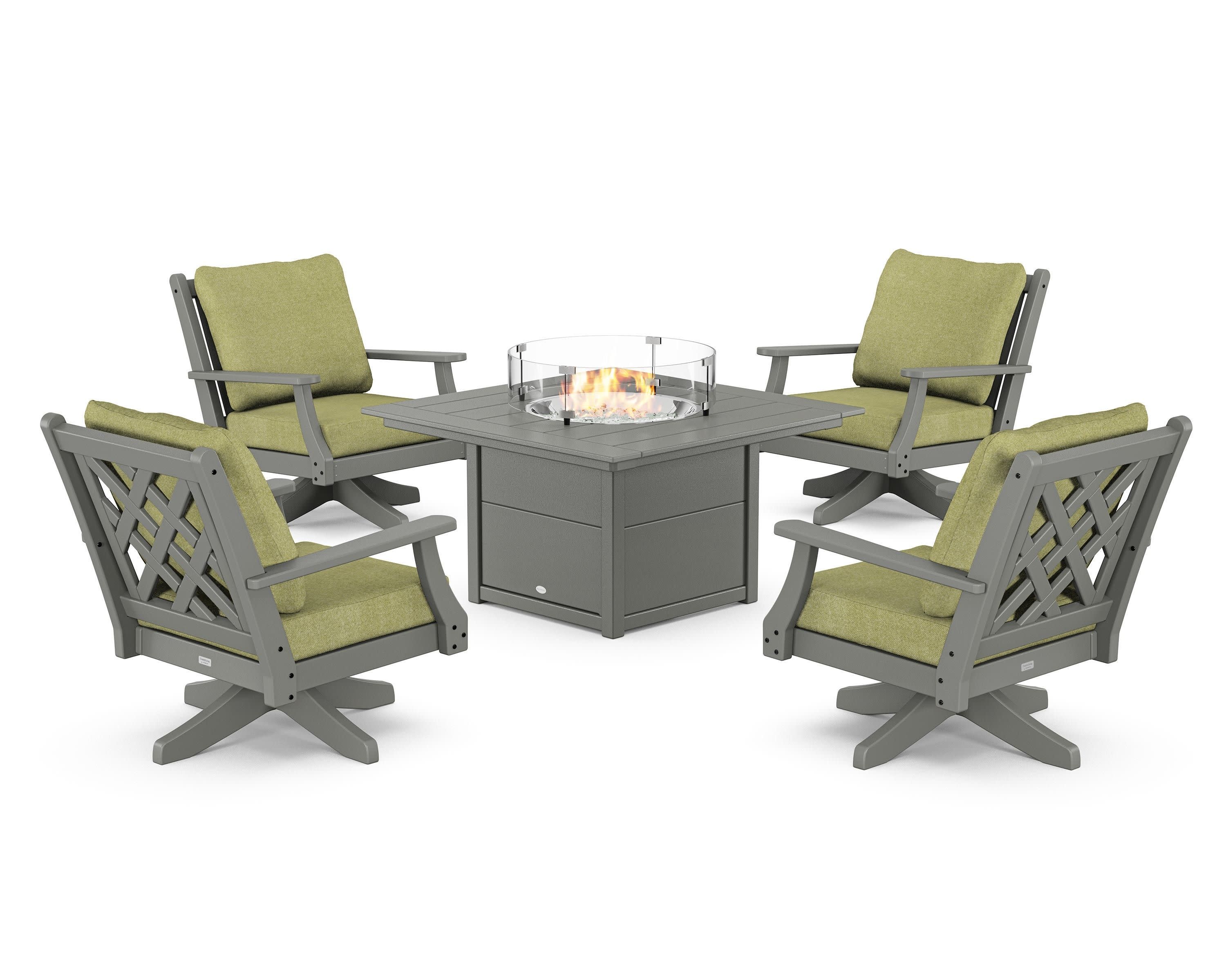 Wovendale 5-Piece Deep Seating Swivel Conversation Set with Fire Pit Table - Image 162