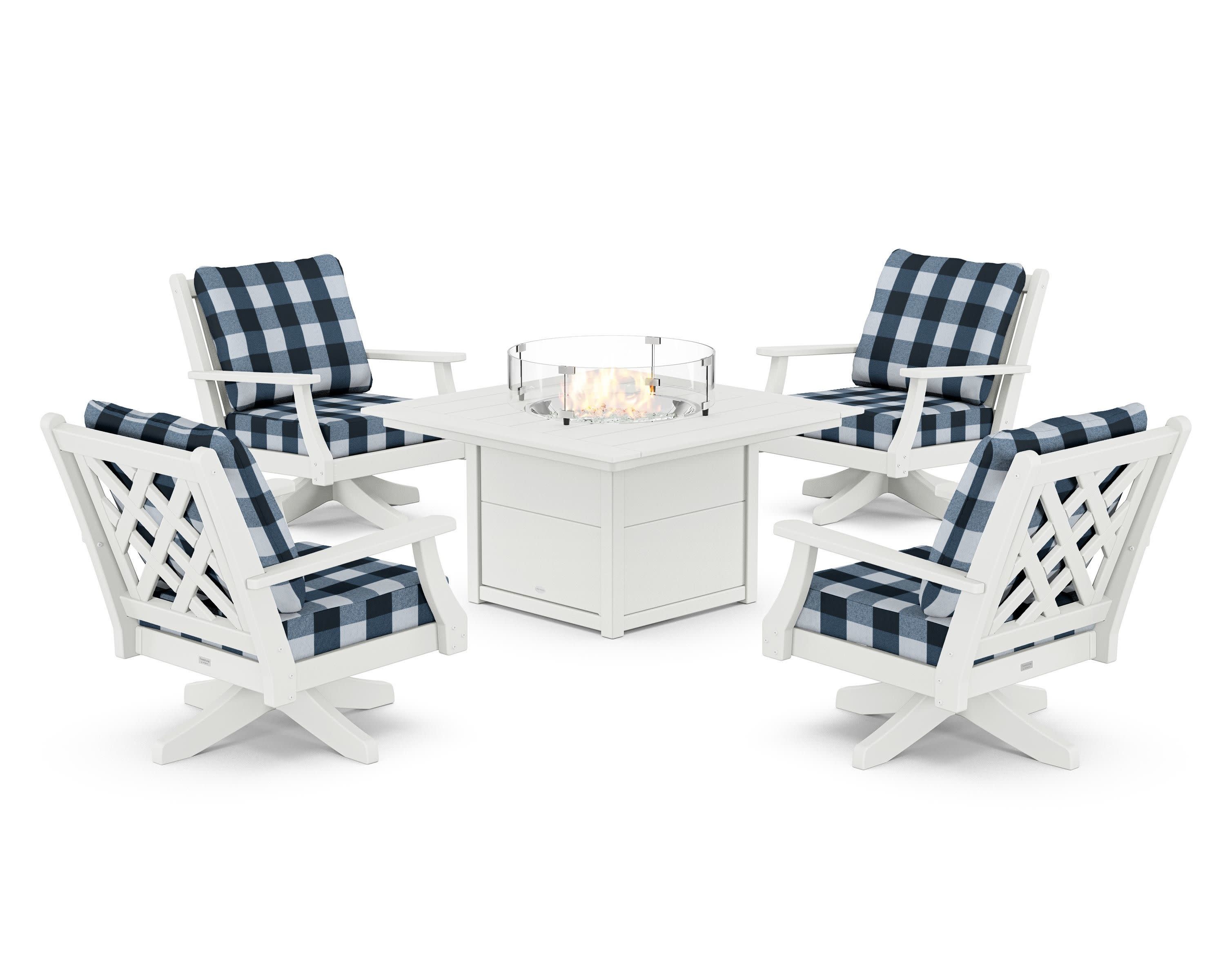 Wovendale 5-Piece Deep Seating Swivel Conversation Set with Fire Pit Table - Image 163