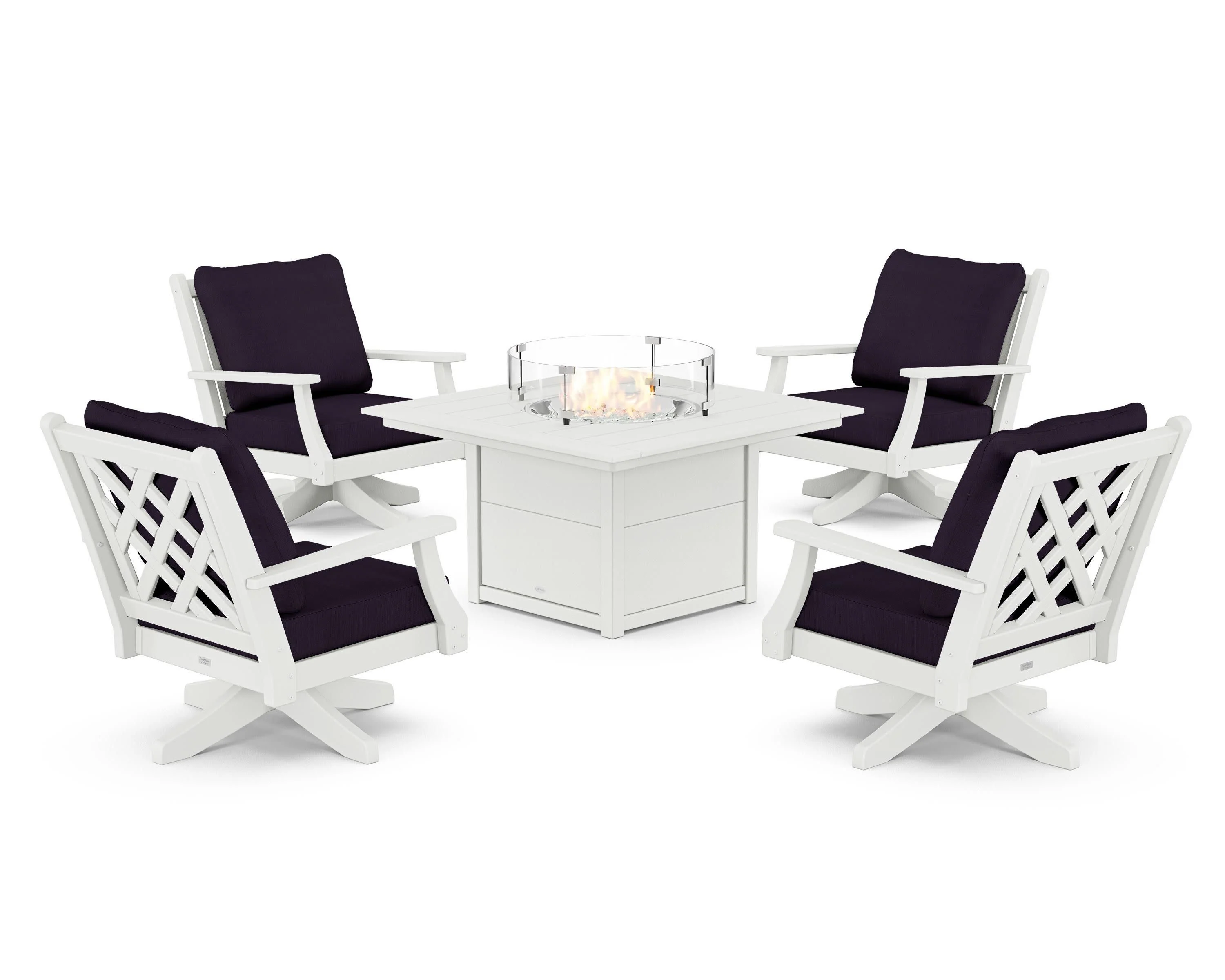 Wovendale 5-Piece Deep Seating Swivel Conversation Set with Fire Pit Table - Image 164