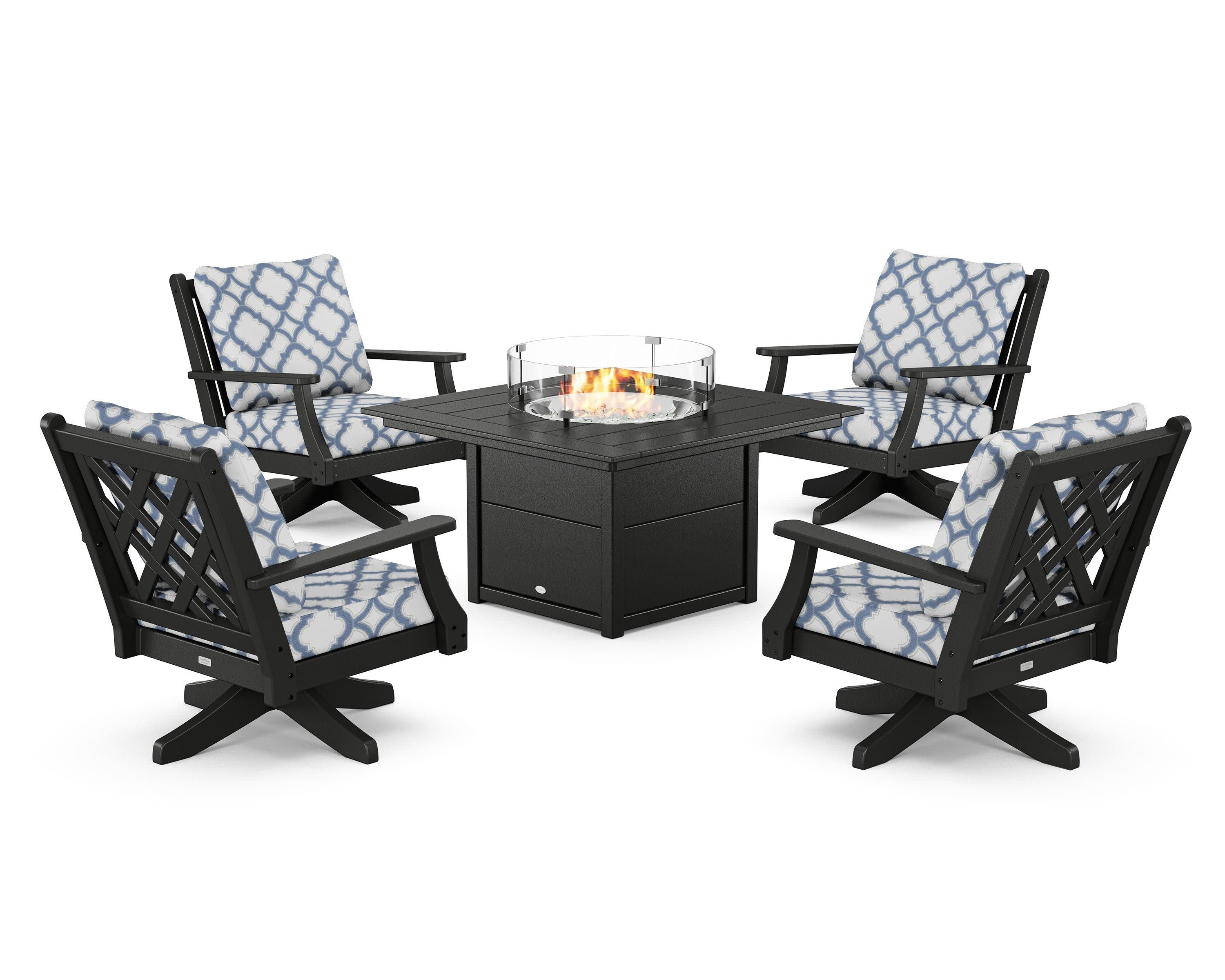 Wovendale 5-Piece Deep Seating Swivel Conversation Set with Fire Pit Table - Image 165