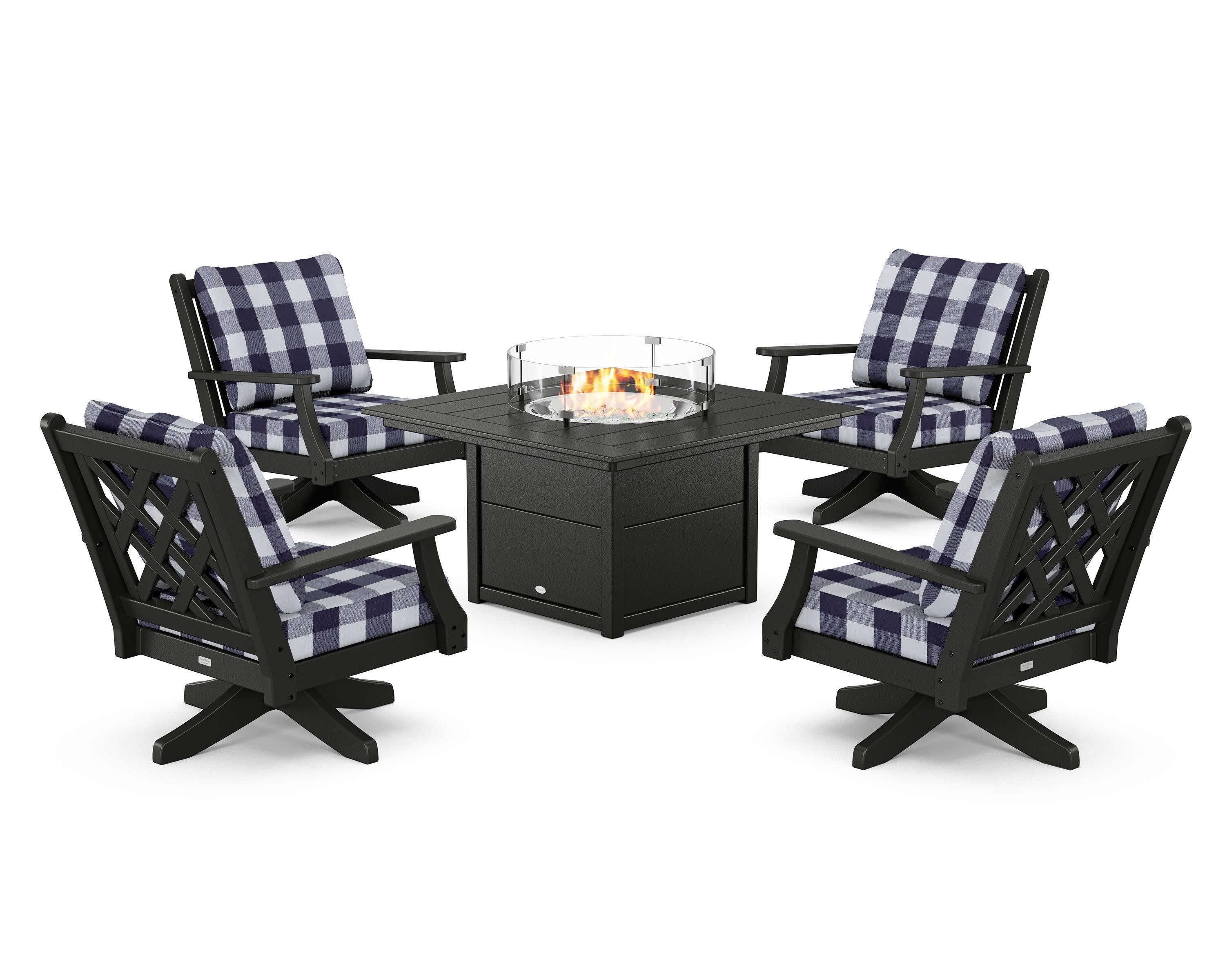 Wovendale 5-Piece Deep Seating Swivel Conversation Set with Fire Pit Table - Image 168