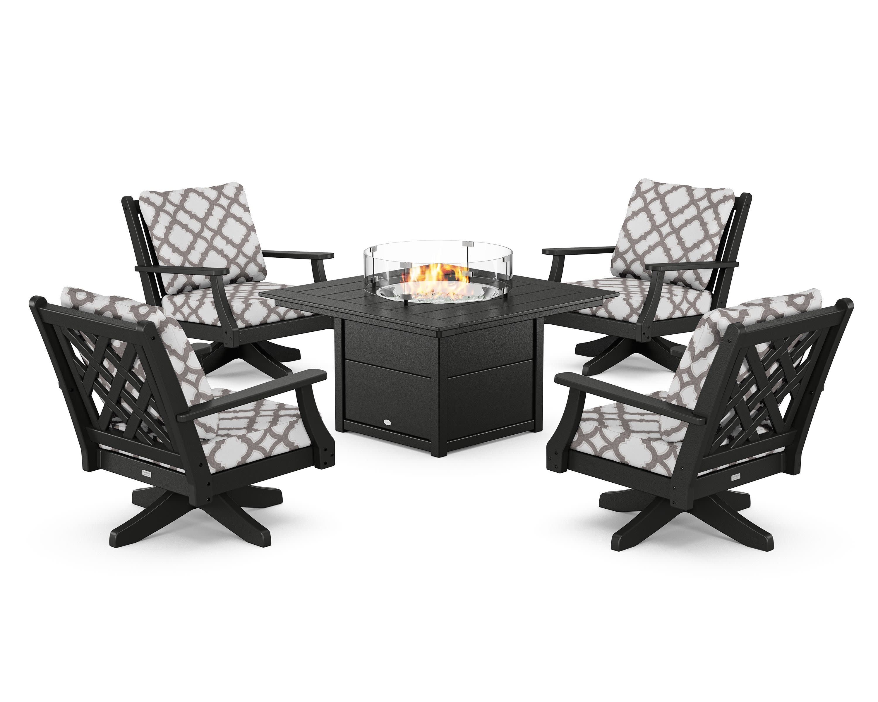 Wovendale 5-Piece Deep Seating Swivel Conversation Set with Fire Pit Table - Image 169