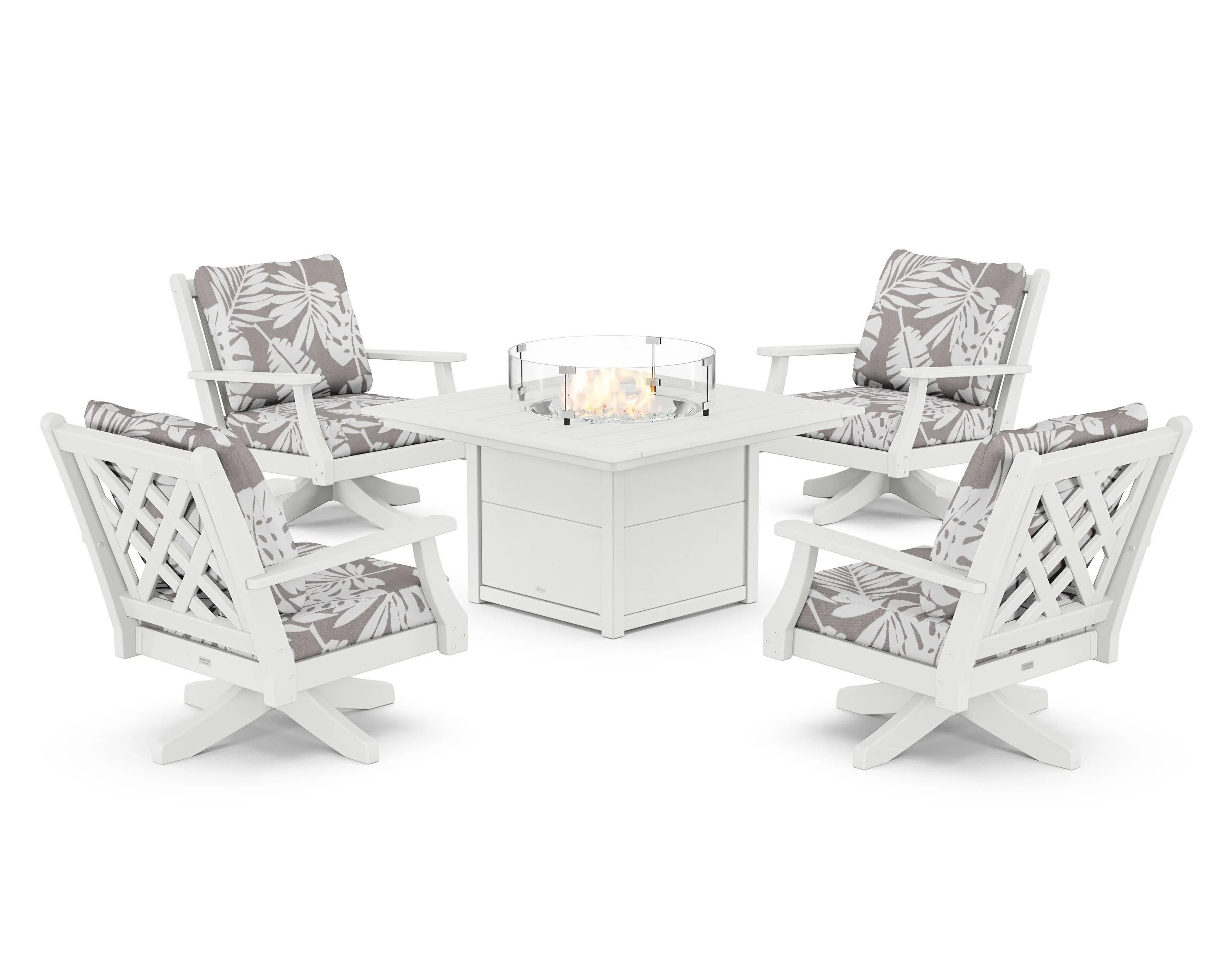 Wovendale 5-Piece Deep Seating Swivel Conversation Set with Fire Pit Table - Image 17