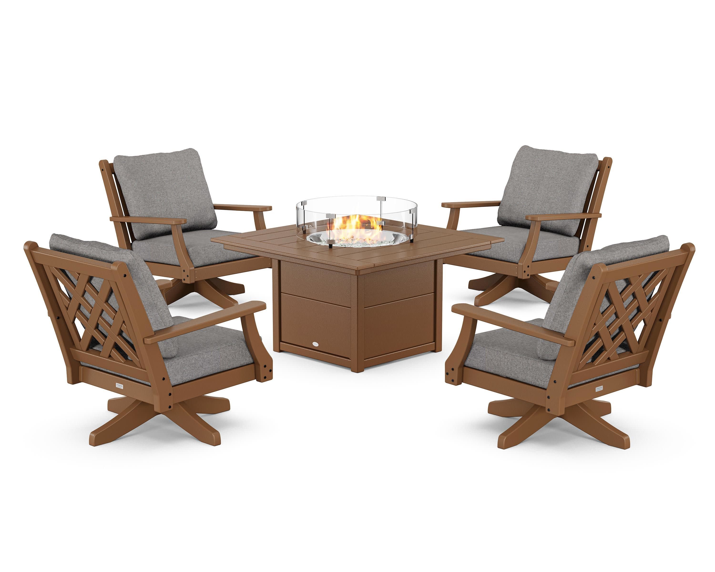 Wovendale 5-Piece Deep Seating Swivel Conversation Set with Fire Pit Table - Image 171