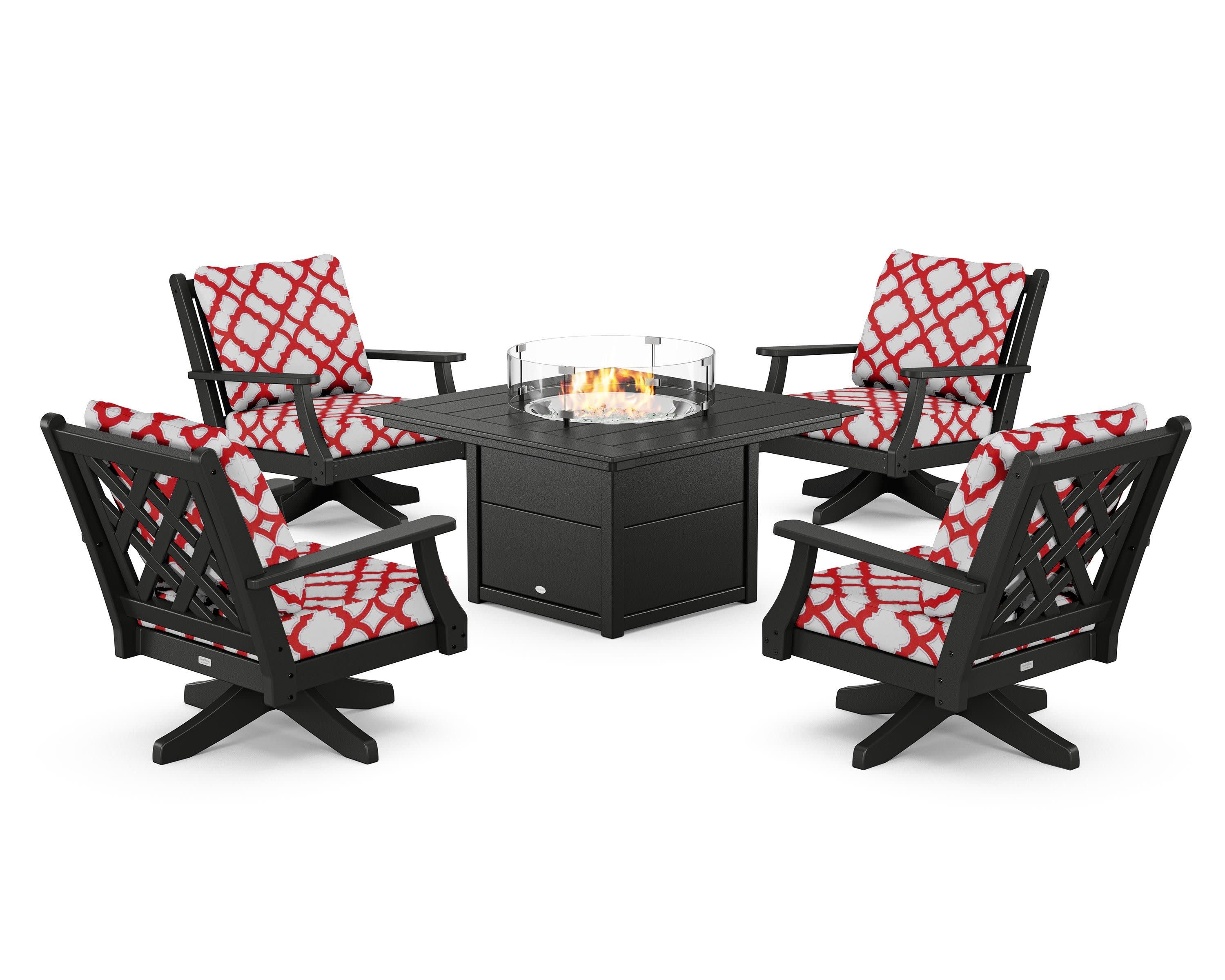 Wovendale 5-Piece Deep Seating Swivel Conversation Set with Fire Pit Table - Image 172