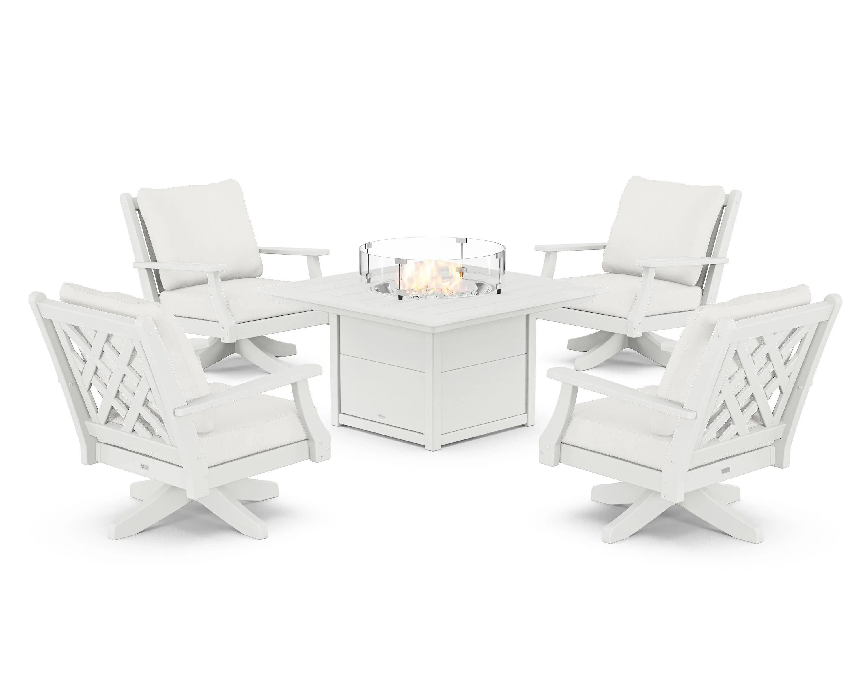 Wovendale 5-Piece Deep Seating Swivel Conversation Set with Fire Pit Table - Image 174